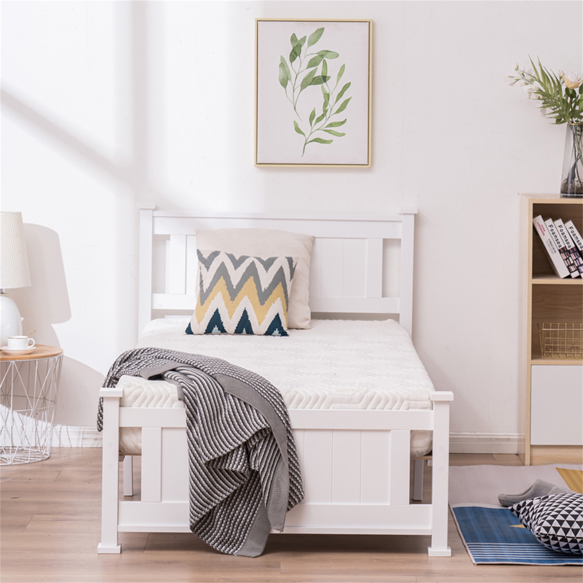 Kepooman Modern Style Upright Bed, Bed Frame Platform Bed, Solid Pine Bed Frame with Sturdy Wood Slats, Durable Upright Bed Kepooman Modern Style Upright Bed, Bed Frame Platform Bed, Solid Pine Bed Frame with Sturdy Wood Slats, Durable Upright Bed
