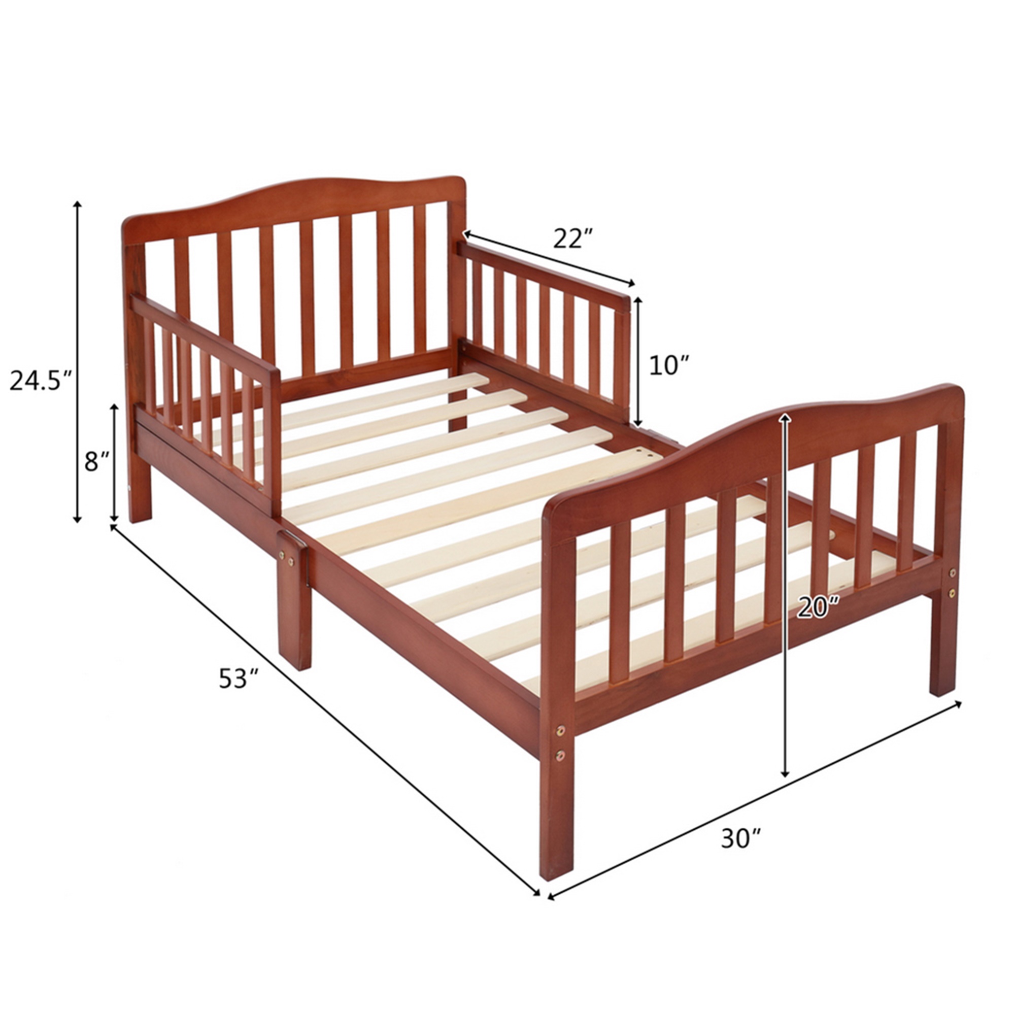 Kadyn Solid Wood Infant Toddler Bed, Solid Wood Bed, Solid Wood Toddler Bed with Safety Rails, Transition from Crib, Solid Wood Infant Toddler Bed, Sturdy Pine Construction