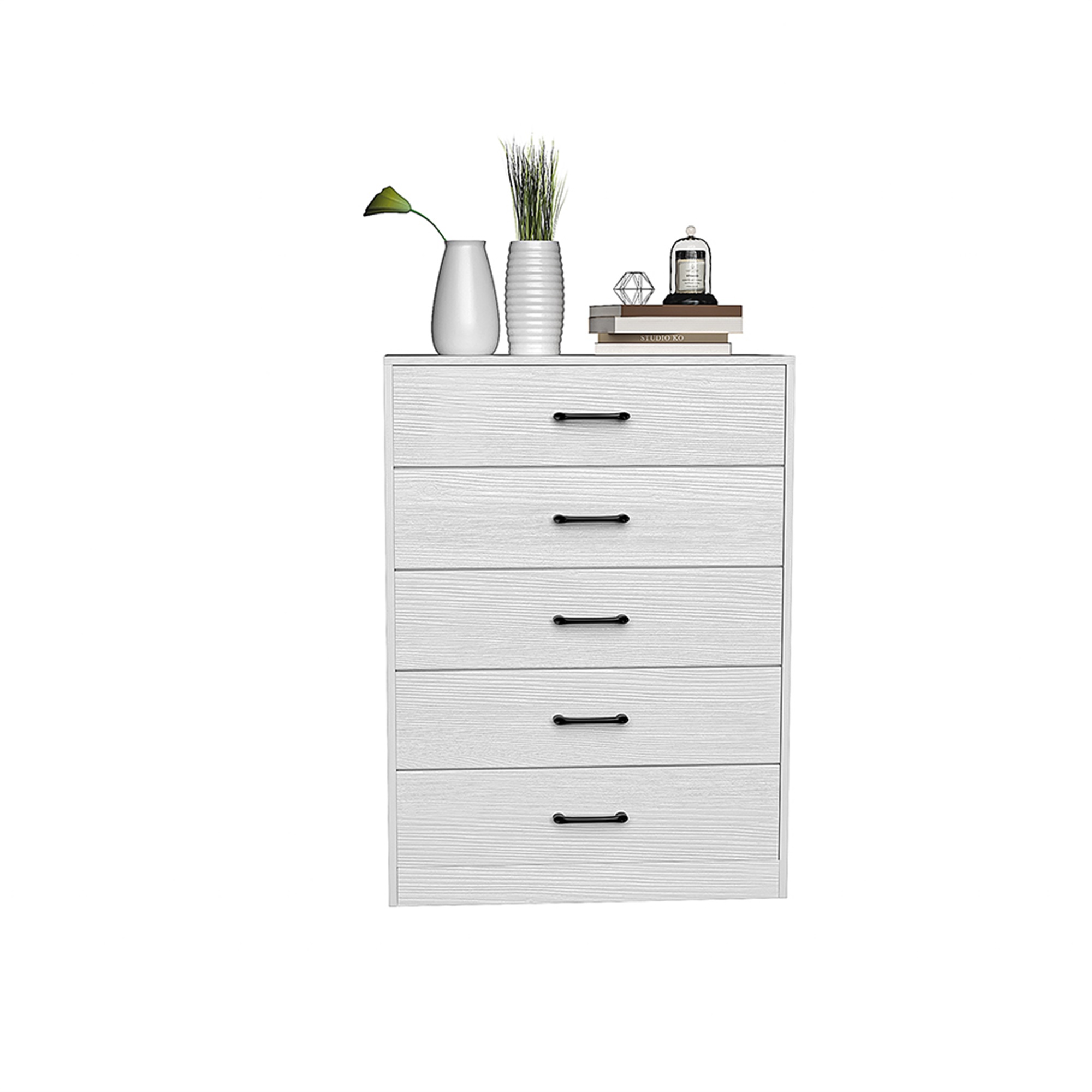 Kadyn 5 Drawer Chest of Drawers - Dresser Organizer Wooden Dresser White Room Organizer Roll-out Small Drawer Wooden Office, Home Storage Furniture