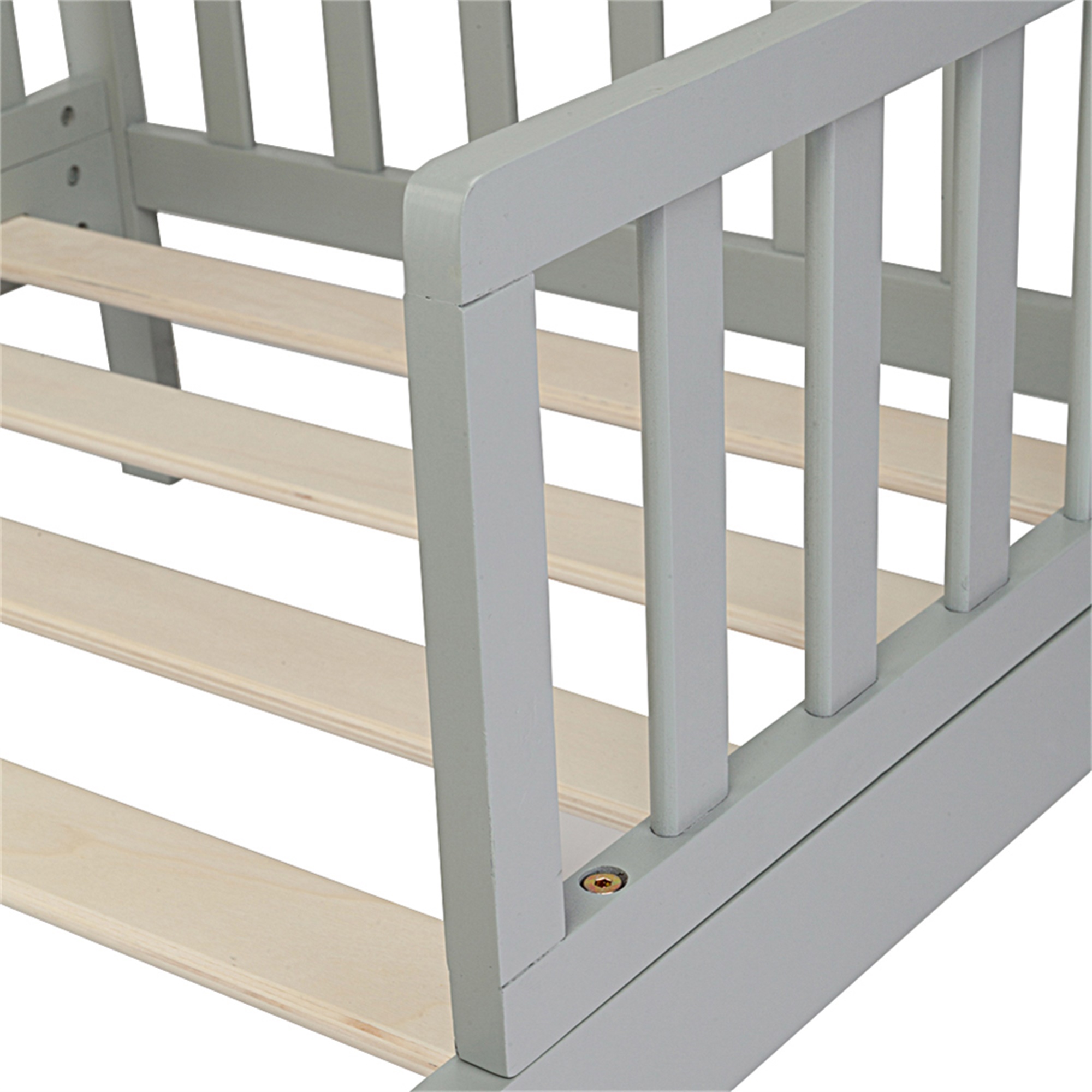 Kepooman Toddler Bed, Solid Wooden Bed Frame Toddler Bed with Wooden Slat Support, Classic Solid Wooden Children's Bed Frame with Safety Rails, Boys and Girls Bedroom Furniture
