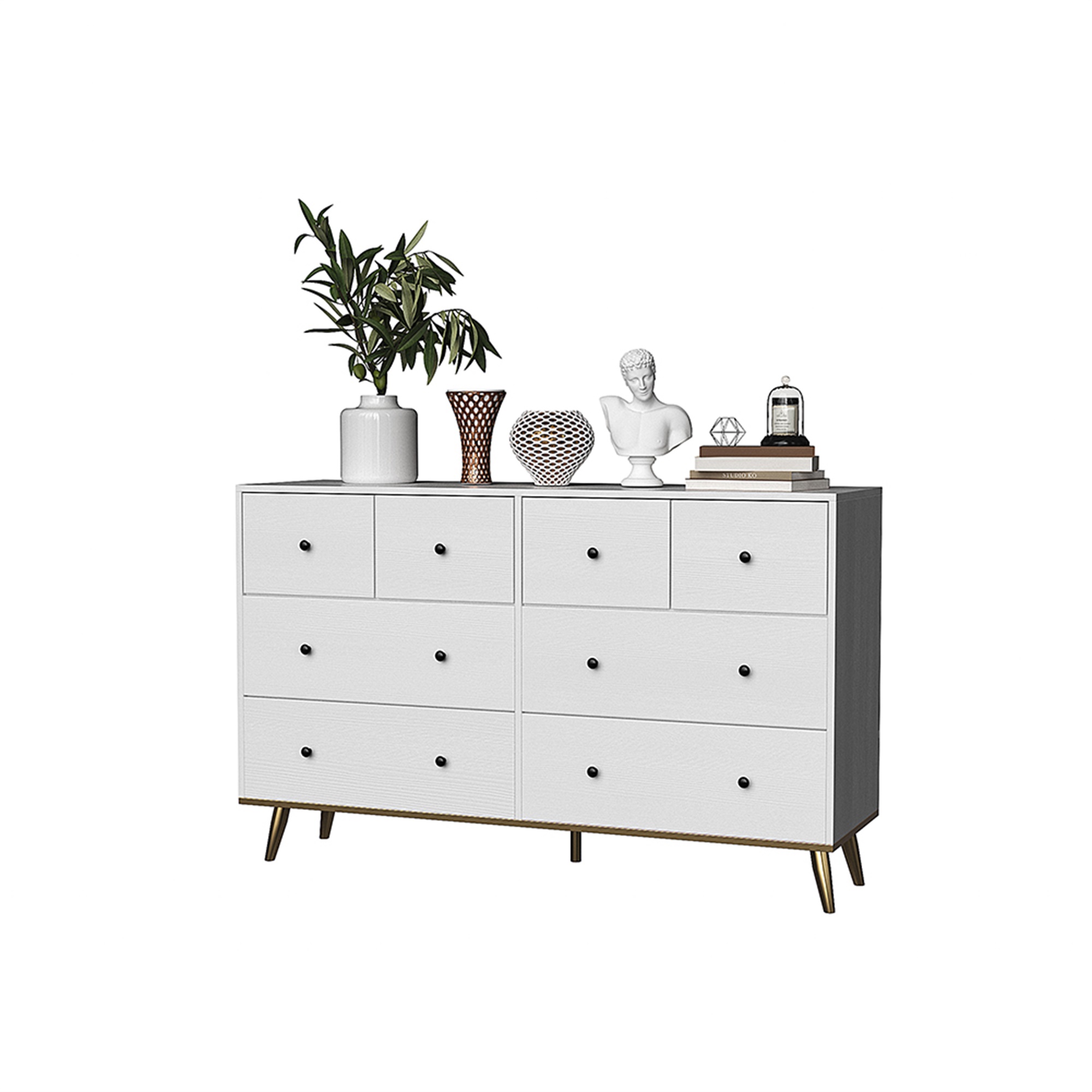 Kepooman Industrial Solid Wood Storage Dresser and Chest of Drawers, 3 Tier 8 Drawer White Dresser, White Large Storage Tower Organizer, White Tall Dresser for Bedroom Kepooman Industrial Solid Wood Storage Dresser and Chest of Drawers, 3 Tier 8 Drawer White Dresser, White Large Storage Tower Organizer, White Tall Dresser for Bedroom