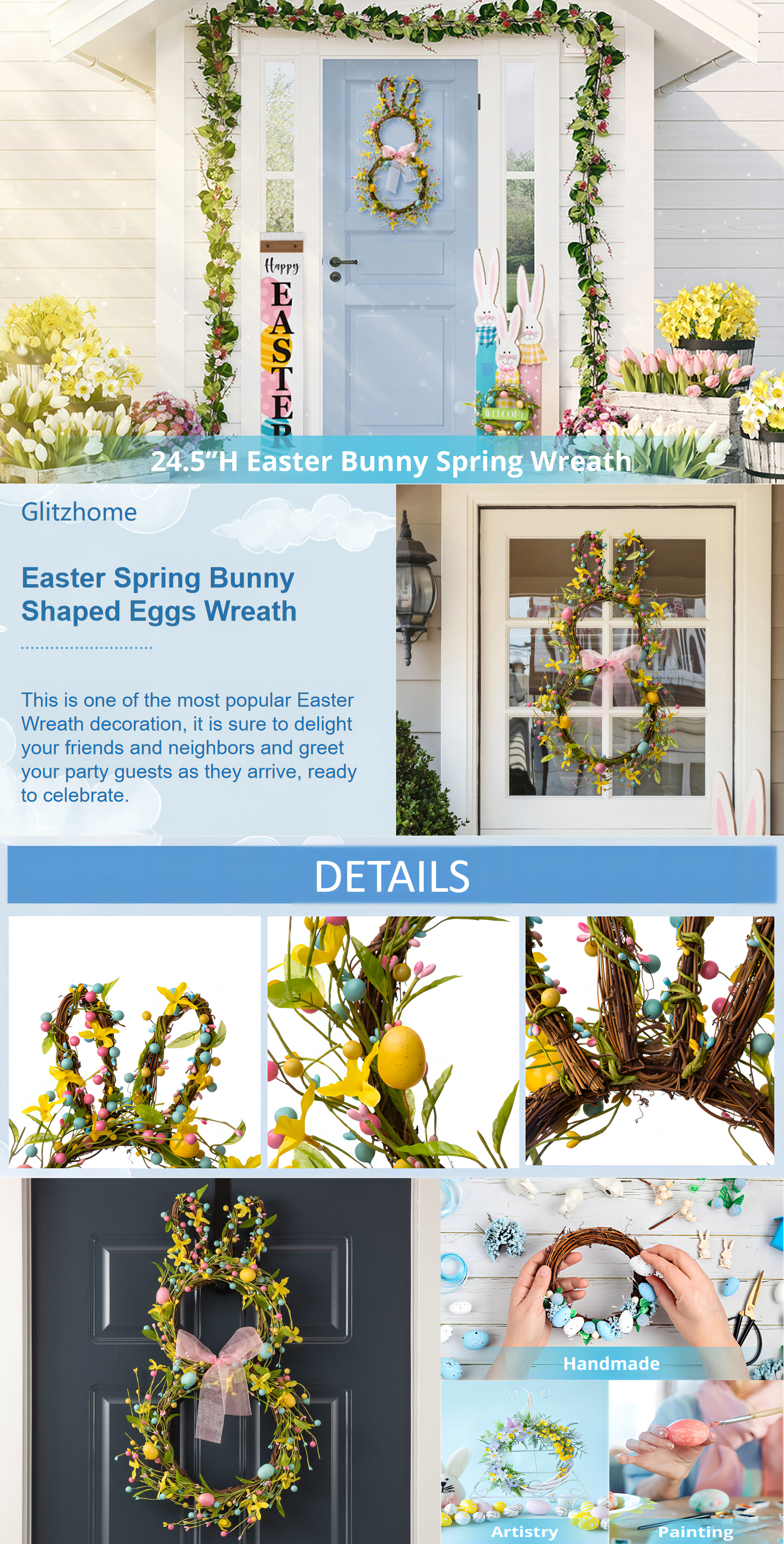 Greet All With A Happy Easter Egg Wreath Stand This Spring