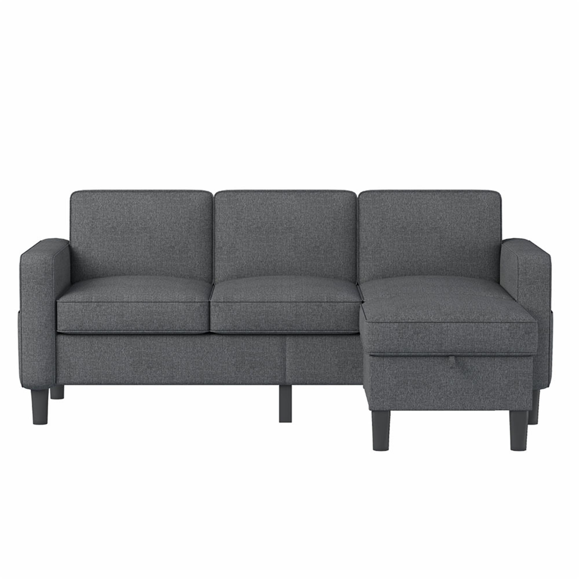 Kadyn Sectional Sofa Couch, L-Shaped Couch, 3-Seat Small Sectional Sofa for Living Room, Apartment, Small Space (Dark Gray)