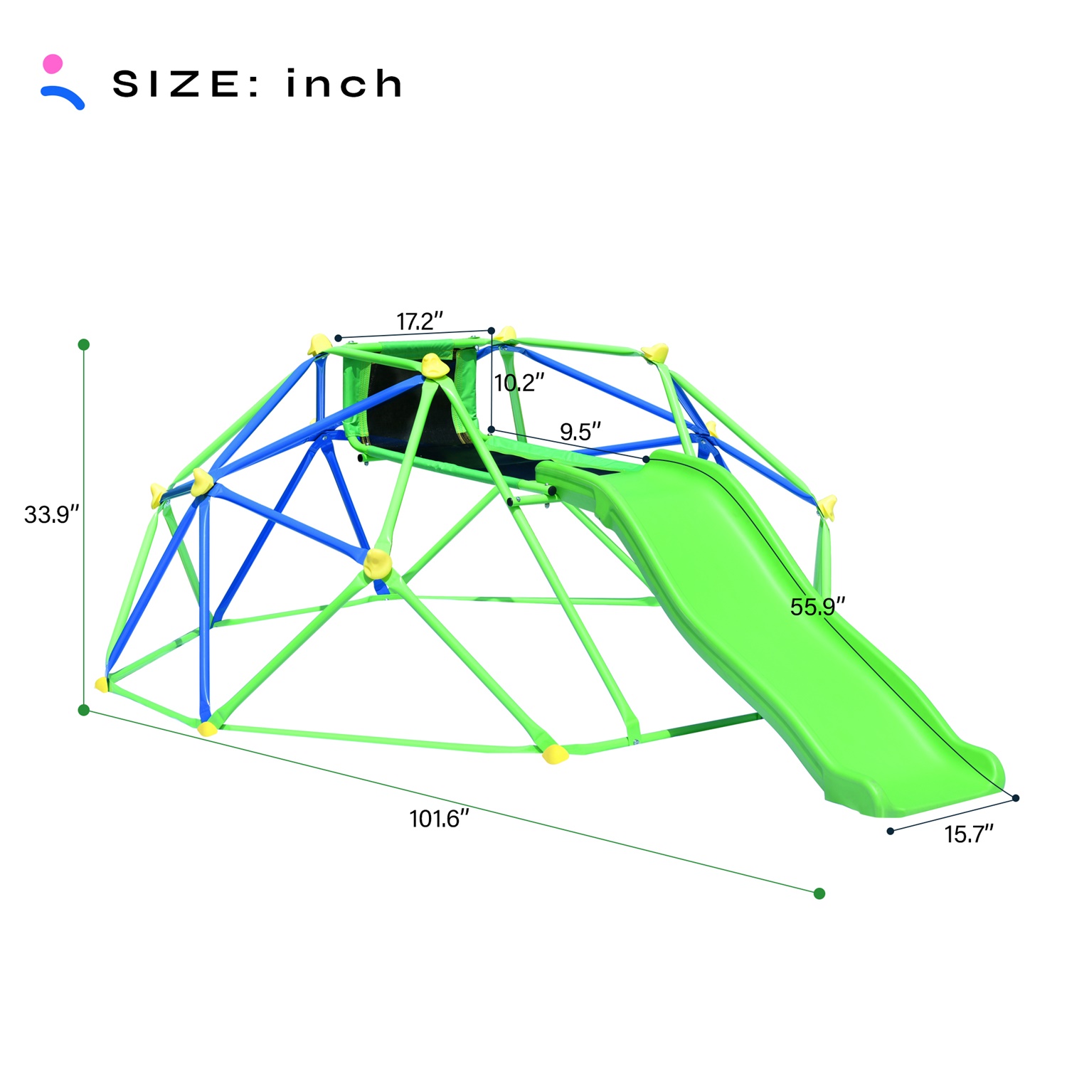 CIPACHO 101" Kids Climbing Dome Tower, Rust & UV Resistant Steel, Children's Outdoor Games, Green