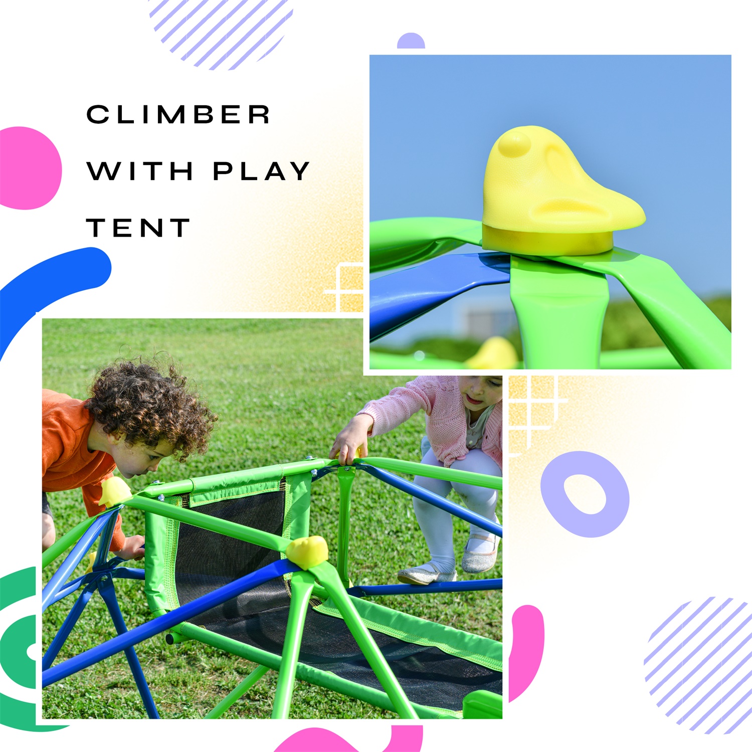 CIPACHO 101" Kids Climbing Dome Tower, Rust & UV Resistant Steel, Children's Outdoor Games, Green