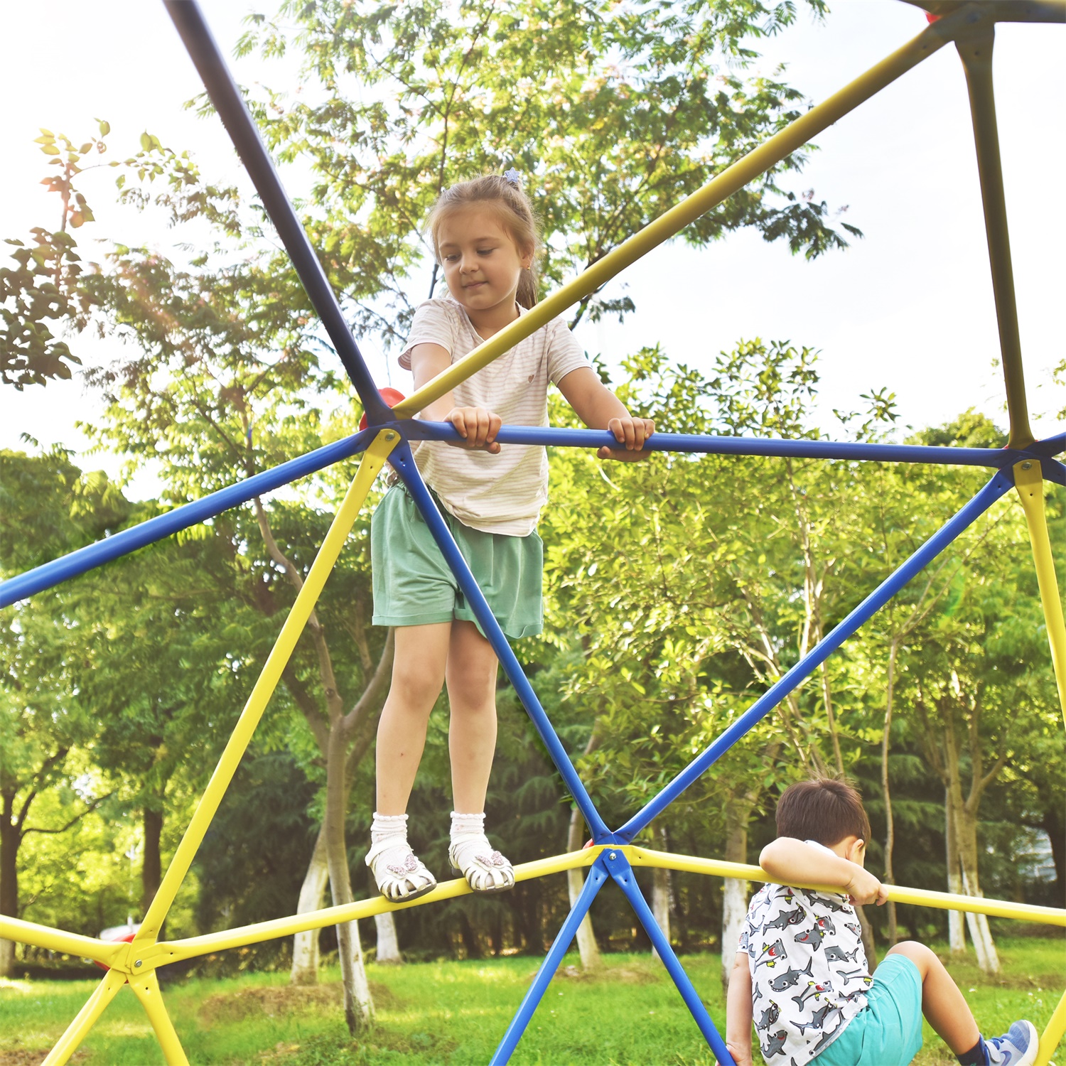 CIPACHO 120" Climbing Dome Upgraded Tower for Kid 3-10, Outdoor Play Equipment, Blue