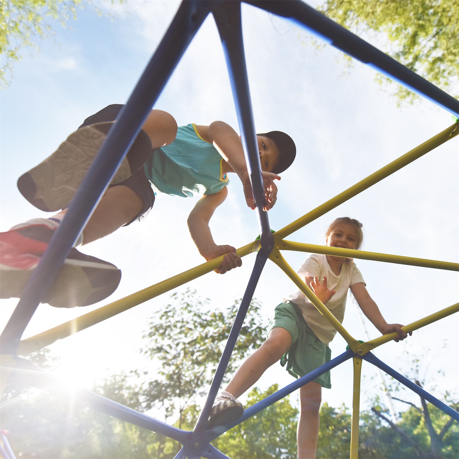 CIPACHO 120" Climbing Dome Upgraded Tower for Kid 3-10, Outdoor Play Equipment, Blue