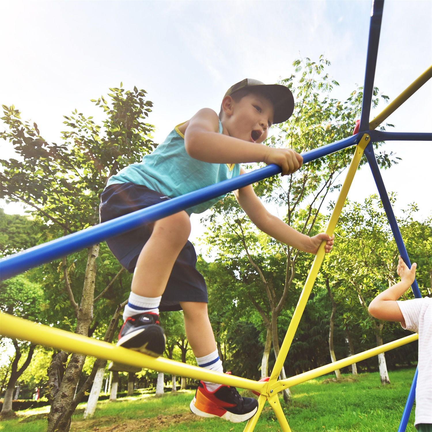 CIPACHO 120" Climbing Dome Upgraded Tower for Kid 3-10, Outdoor Play Equipment, Blue