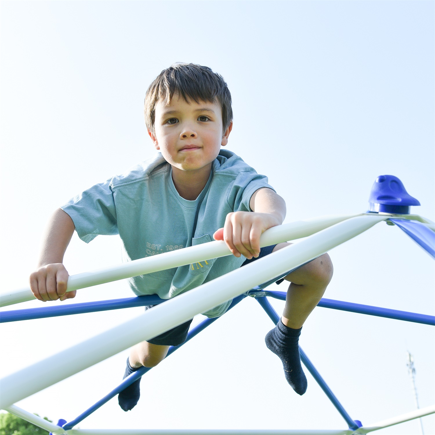 CIPACHO 132" Kids Climbing Dome Tower, Rust & UV Resistant Steel, Children's Outdoor Games, Blue + White