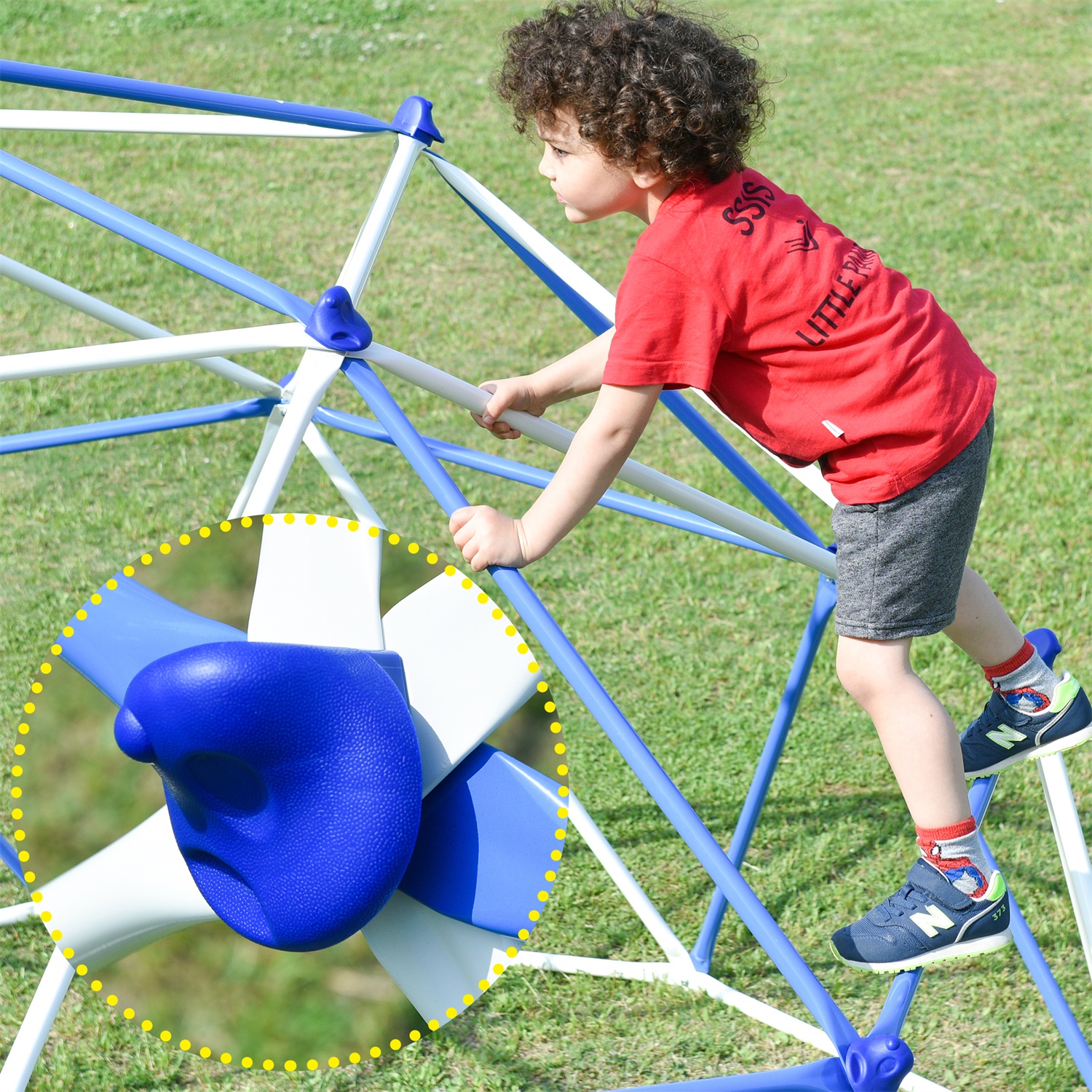 CIPACHO 132" Kids Climbing Dome Tower, Rust & UV Resistant Steel, Children's Outdoor Games, Blue + White