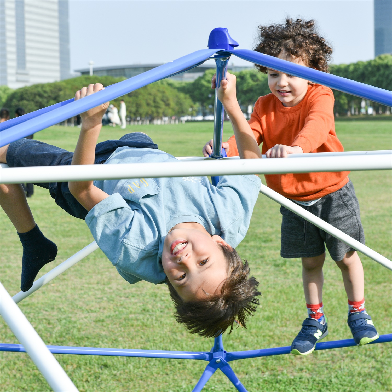 CIPACHO 132" Kids Climbing Dome Tower, Rust & UV Resistant Steel, Children's Outdoor Games, Blue + White