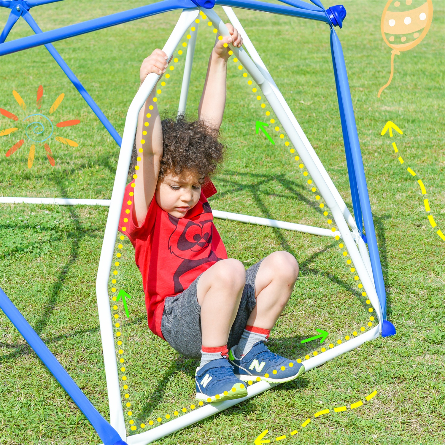 CIPACHO 132" Climbing Dome Upgraded Tower for Kid 3-10, Outdoor Play Equipment, Blue + White