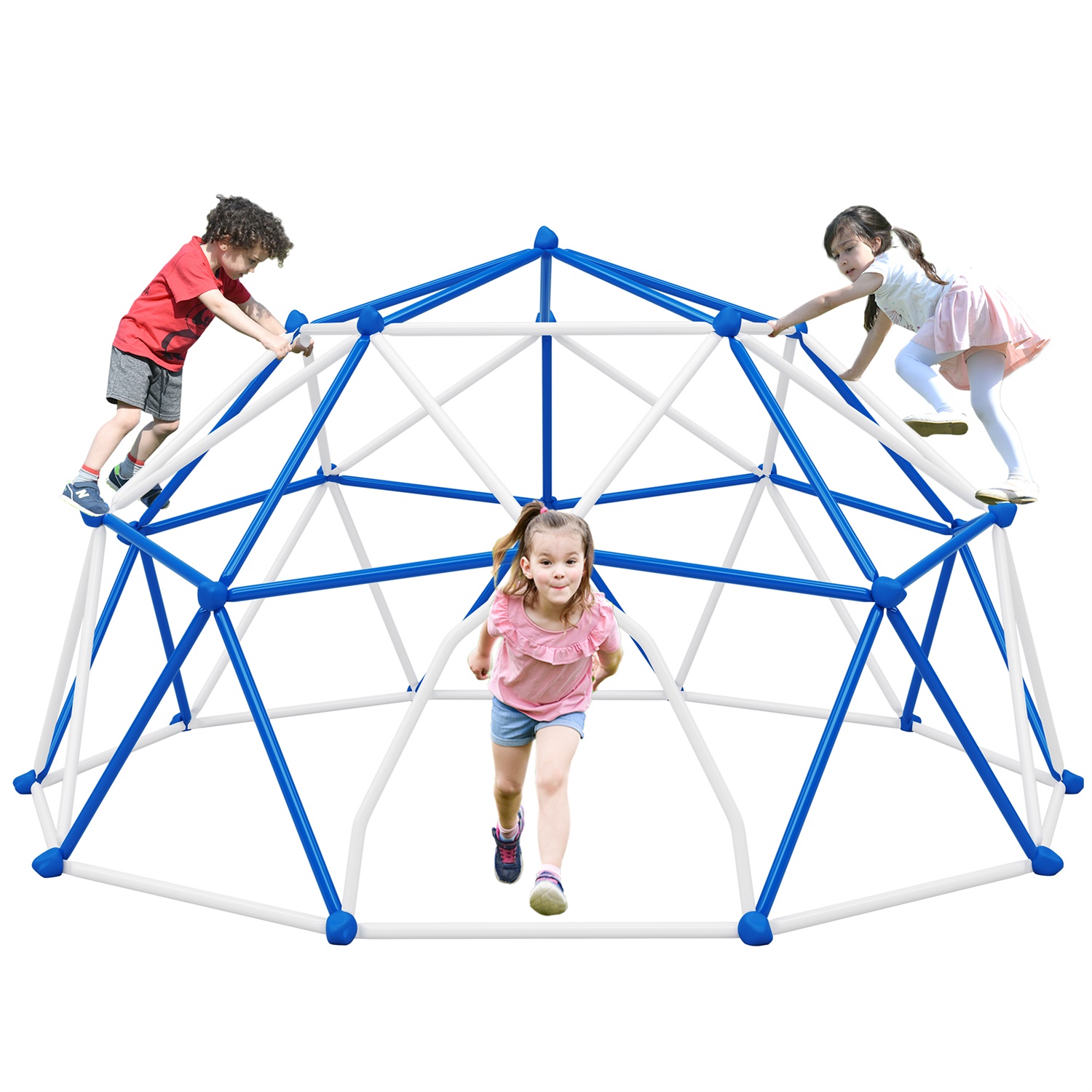 CIPACHO 132" Climbing Dome Upgraded Tower for Kid 3-10, Outdoor Play Equipment, Blue + White