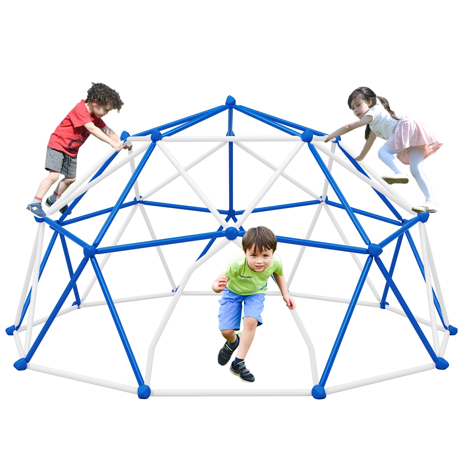 CIPACHO 132" Climbing Dome Upgraded Tower for Kid 3-10, Outdoor Play Equipment, Blue + White