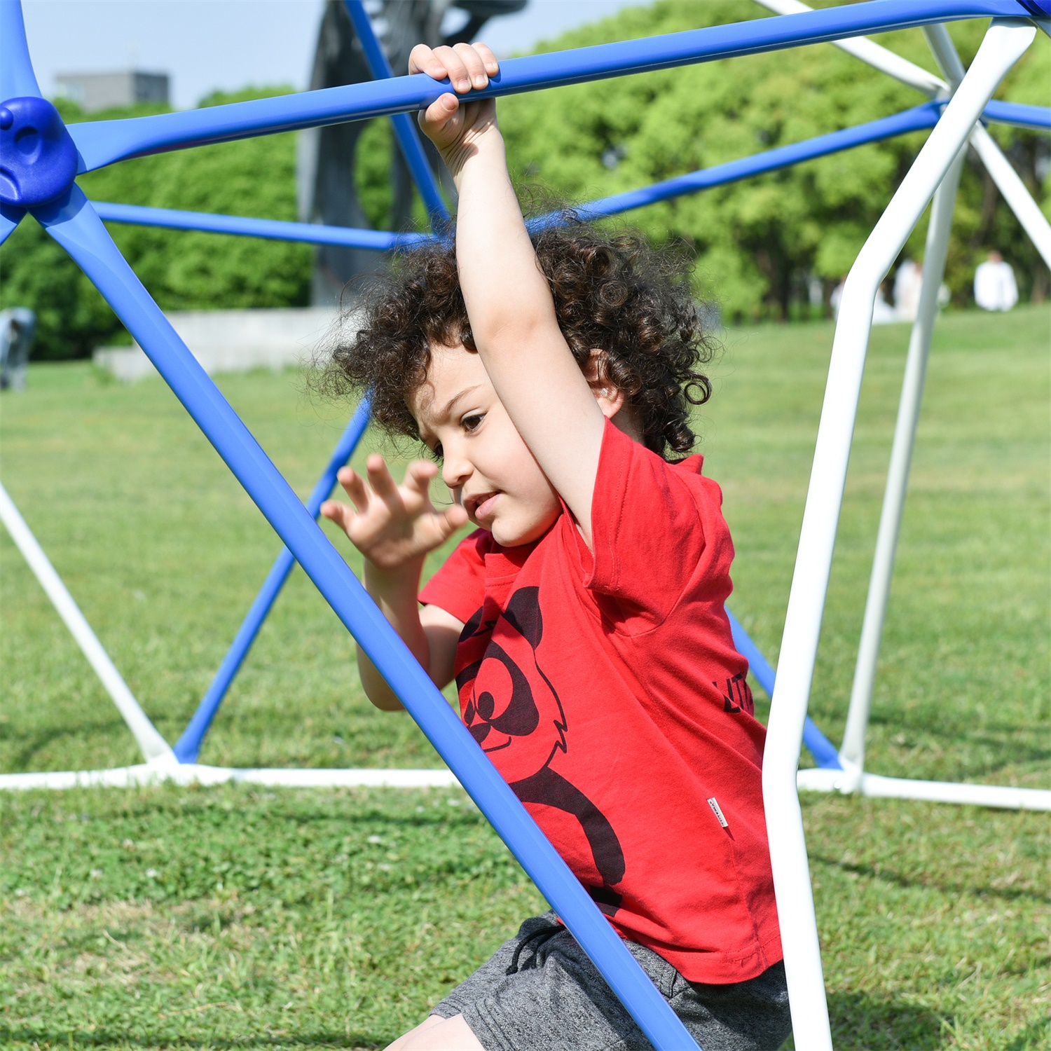 CIPACHO 132" Climbing Dome Upgraded Tower for Kid 3-10, Outdoor Play Equipment, Blue + White