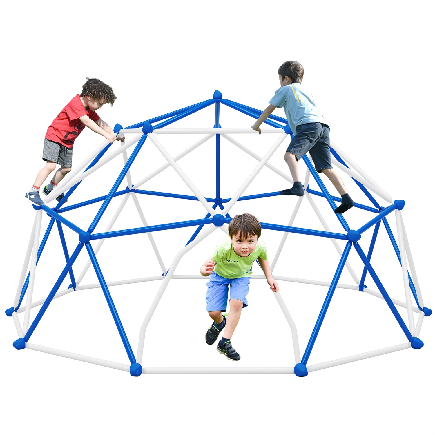 CIPACHO 132" Kids Climbing Dome Tower, Rust & UV Resistant Steel, Children's Outdoor Games, Blue + White