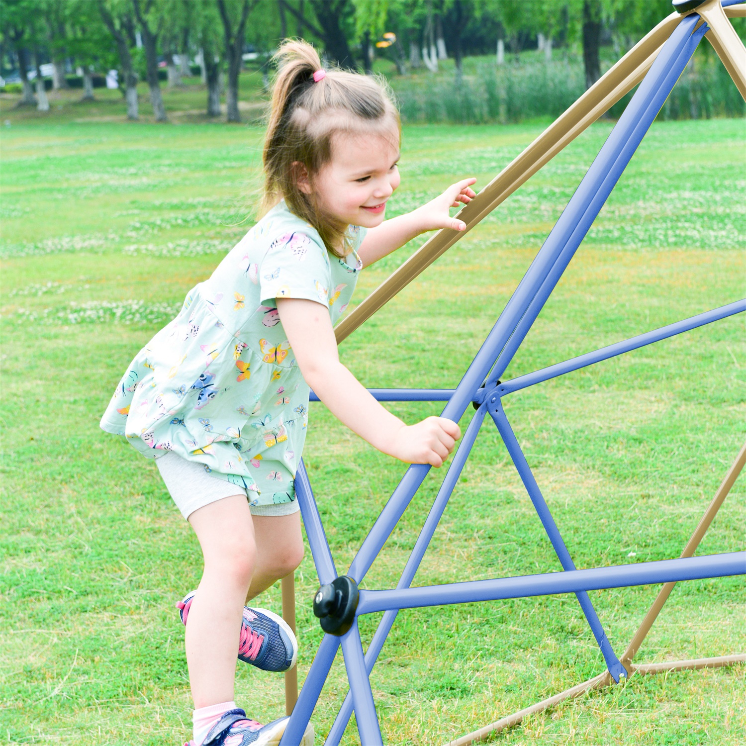 CIPACHO 120" Geometric Dome Climber Play Center, Kids Climbing Dome Tower, Blue