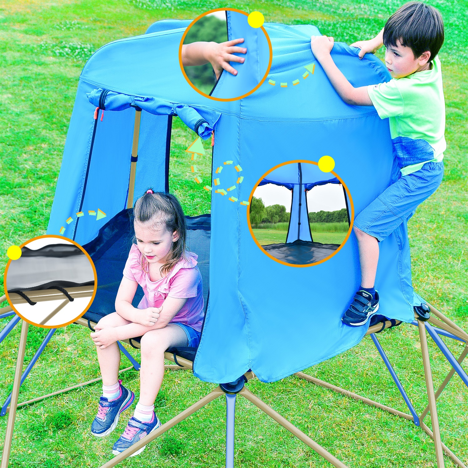 CIPACHO 120" Climbing Dome Upgraded Tower, Outside Toy for Kid 3-10, Blue