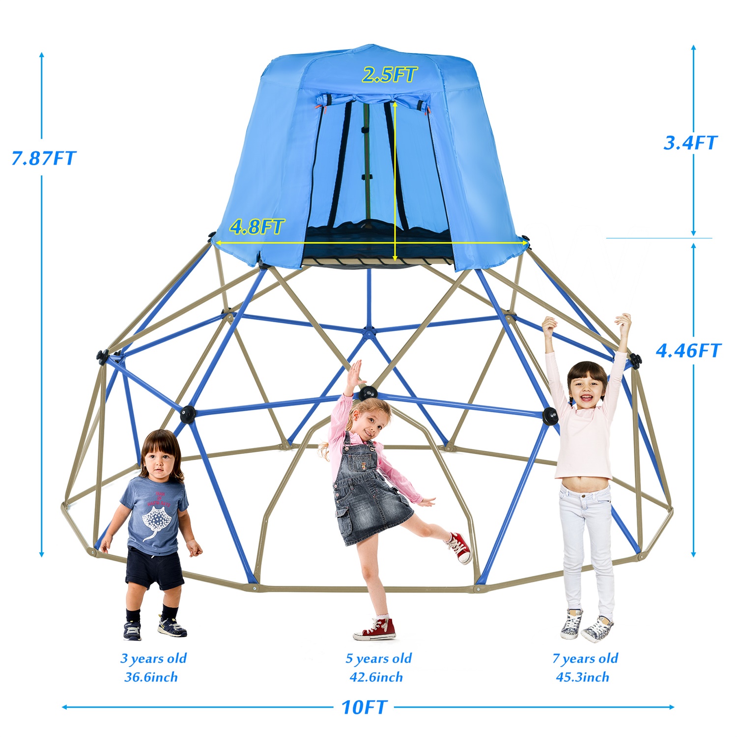 CIPACHO 120" Geometric Dome Climber Play Center, Kids Climbing Dome Tower, Blue