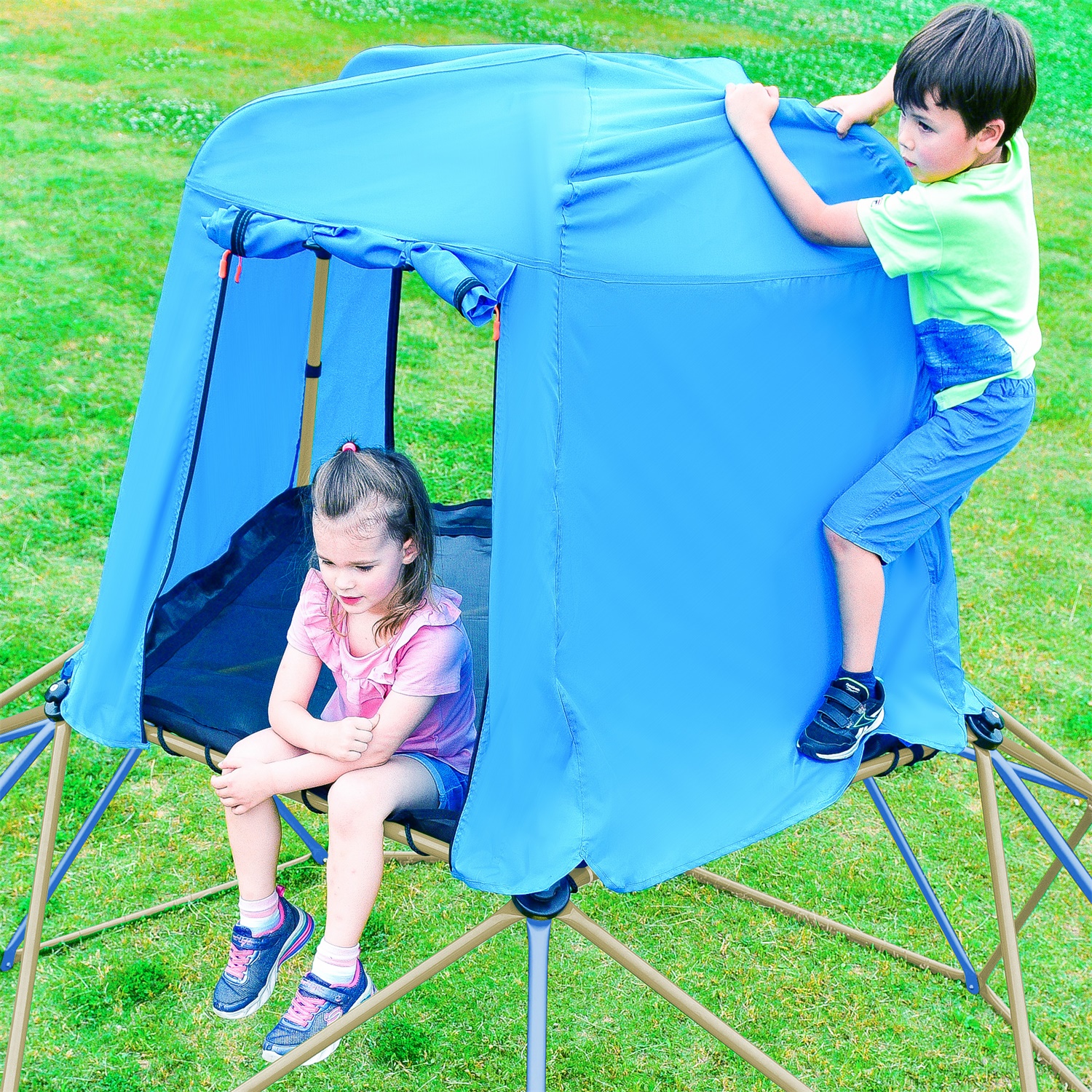 CIPACHO 120" Climbing Dome Upgraded Tower, Outside Toy for Kid 3-10, Blue