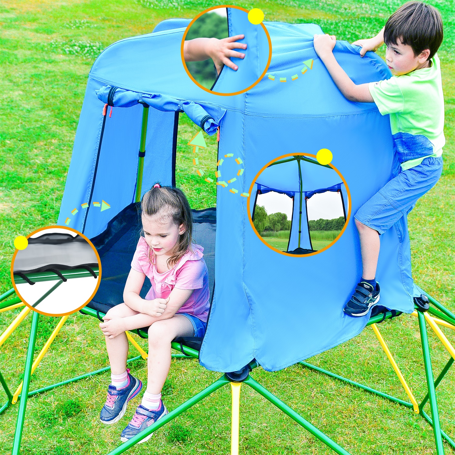 CIPACHO 120" Climbing Dome Upgraded Tower, Outside Toy for Kid 3-10, Green