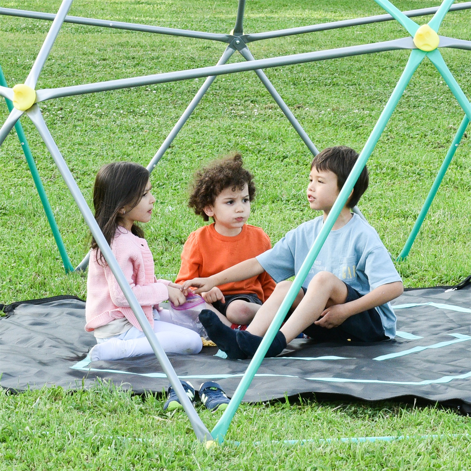 CIPACHO 156" Geometric Dome Climber Play Center, Kids Climbing Dome Tower, Green + Gray