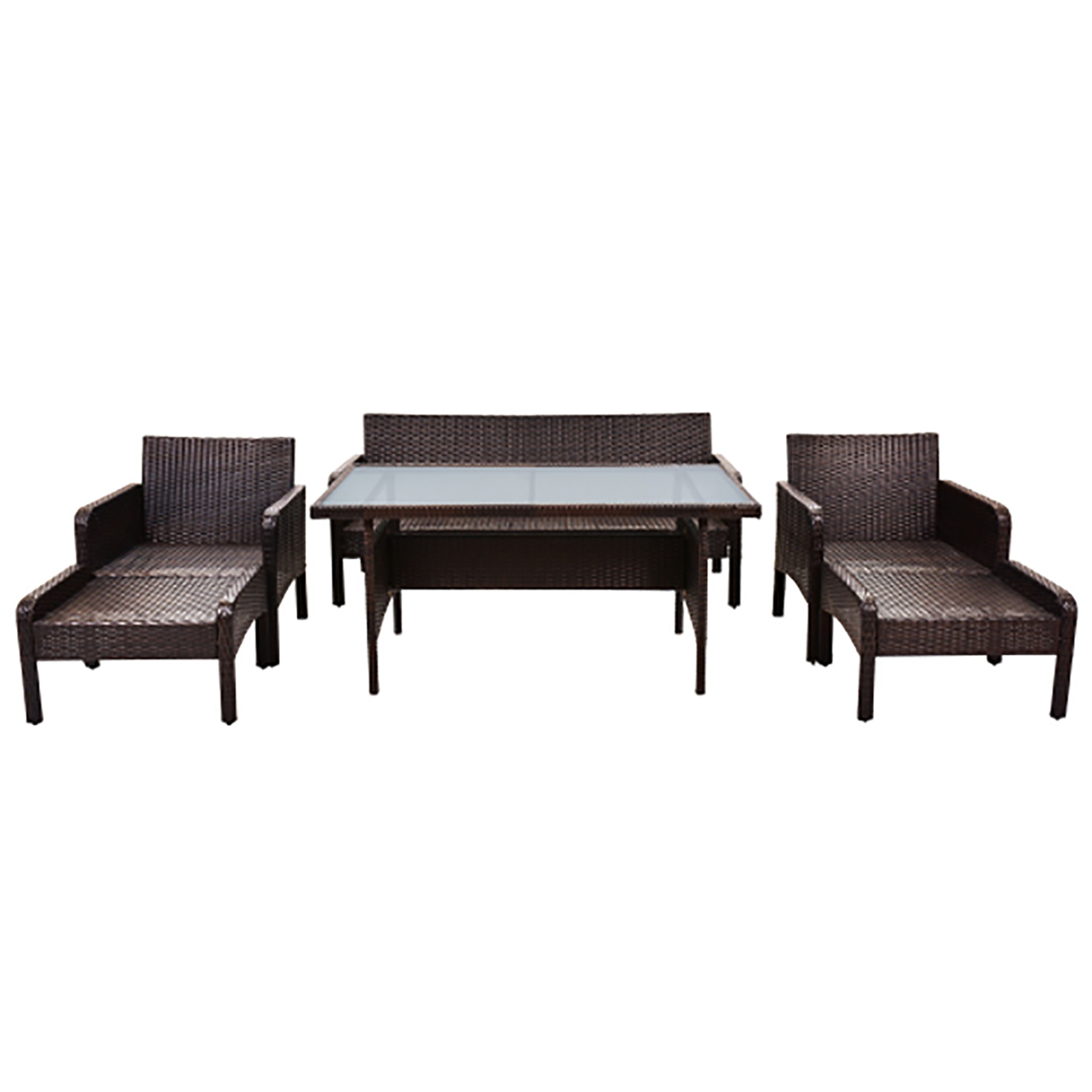 Kepooman 6 Piece All Weather Wicker PE Rattan Patio Outdoor Dining Conversation Set Sofa Set with Coffee Table, Sofa, Ottoman, Removable Cushions for Garden, Backyard, Porch, Poolside Kepooman 6 Piece All Weather Wicker PE Rattan Patio Outdoor Dining Conversation Set Sofa Set with Coffee Table, Sofa, Ottoman, Removable Cushions for Garden, Backyard, Porch, Poolside