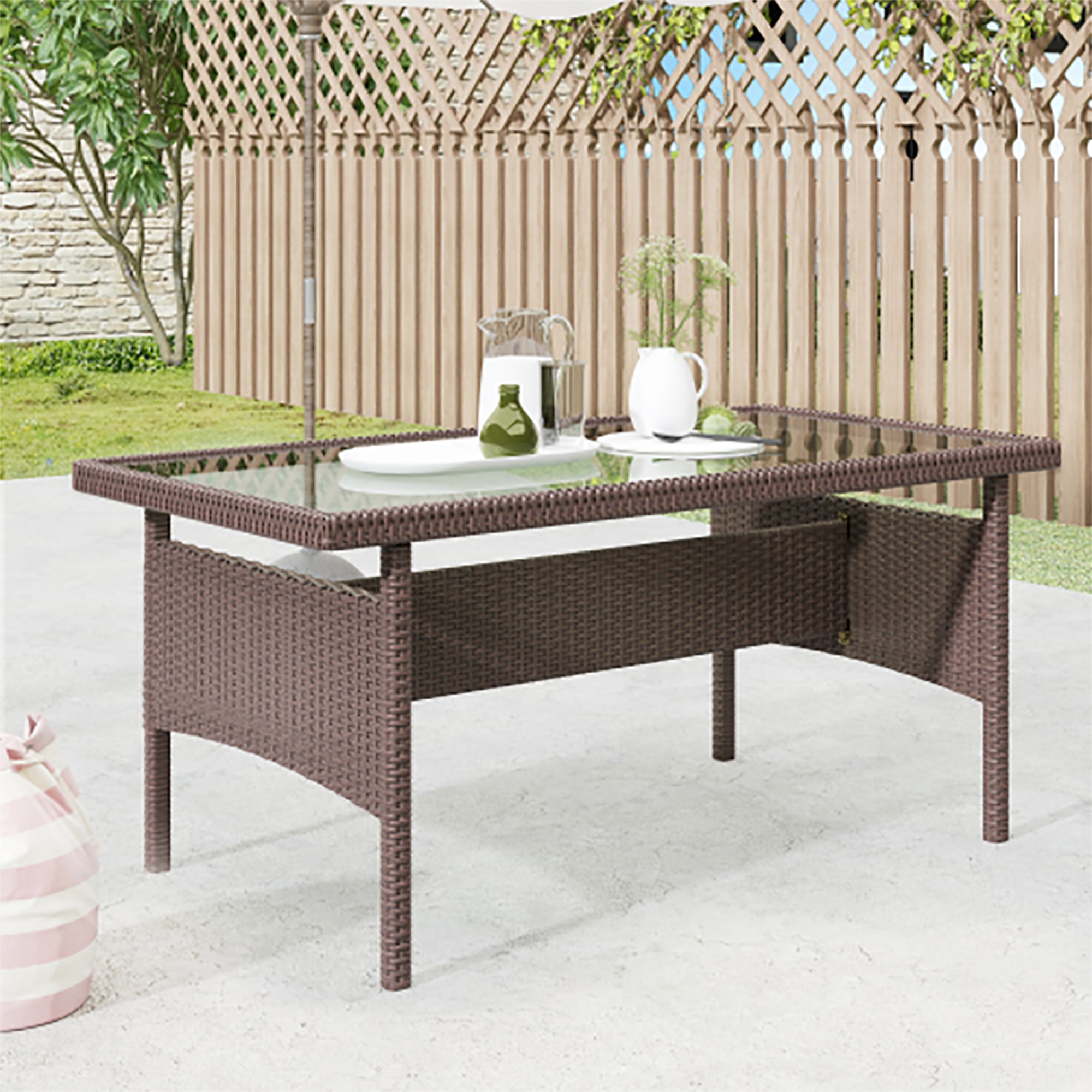 Kepooman 6 Piece All Weather Wicker PE Rattan Patio Outdoor Dining Conversation Set Sofa Set with Coffee Table, Sofa, Ottoman, Removable Cushions for Garden, Backyard, Porch, Poolside Kepooman 6 Piece All Weather Wicker PE Rattan Patio Outdoor Dining Conversation Set Sofa Set with Coffee Table, Sofa, Ottoman, Removable Cushions for Garden, Backyard, Porch, Poolside