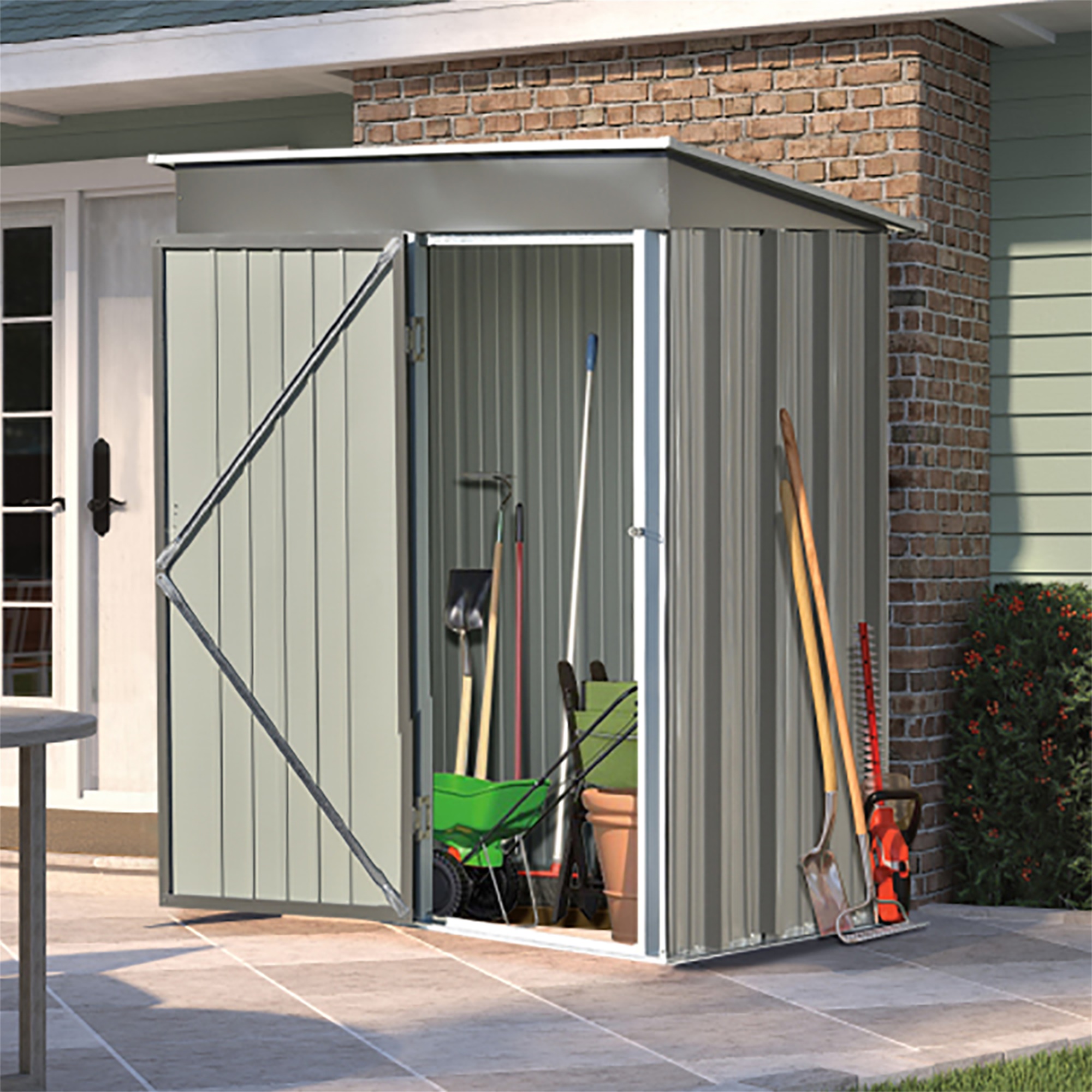 Kepooman 5ft W x 3ft L Garden Shed, Outdoor Storage Shed, Corrosion Resistant Metal Garden Shed with Locking Door, Gray Kepooman 5ft W x 3ft L Garden Shed, Outdoor Storage Shed, Corrosion Resistant Metal Garden Shed with Locking Door, Gray