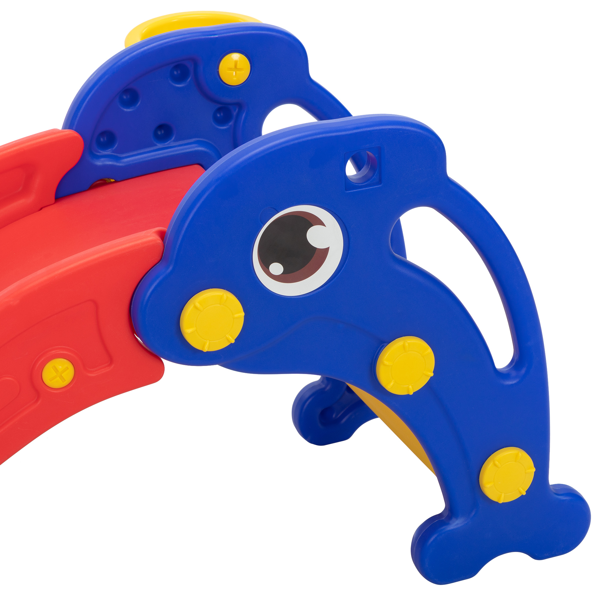 Kepooman 3 in 1 Toddler Slide Kids Slide, 45.3" Dolphins Play Slide for Outdoor and Indoor, Play Slide with Basketball Hoop, Ball and Ladder, Red and Blue Kepooman 3 in 1 Toddler Slide Kids Slide, 45.3" Dolphins Play Slide for Outdoor and Indoor, Play Slide with Basketball Hoop, Ball and Ladder, Red and Blue