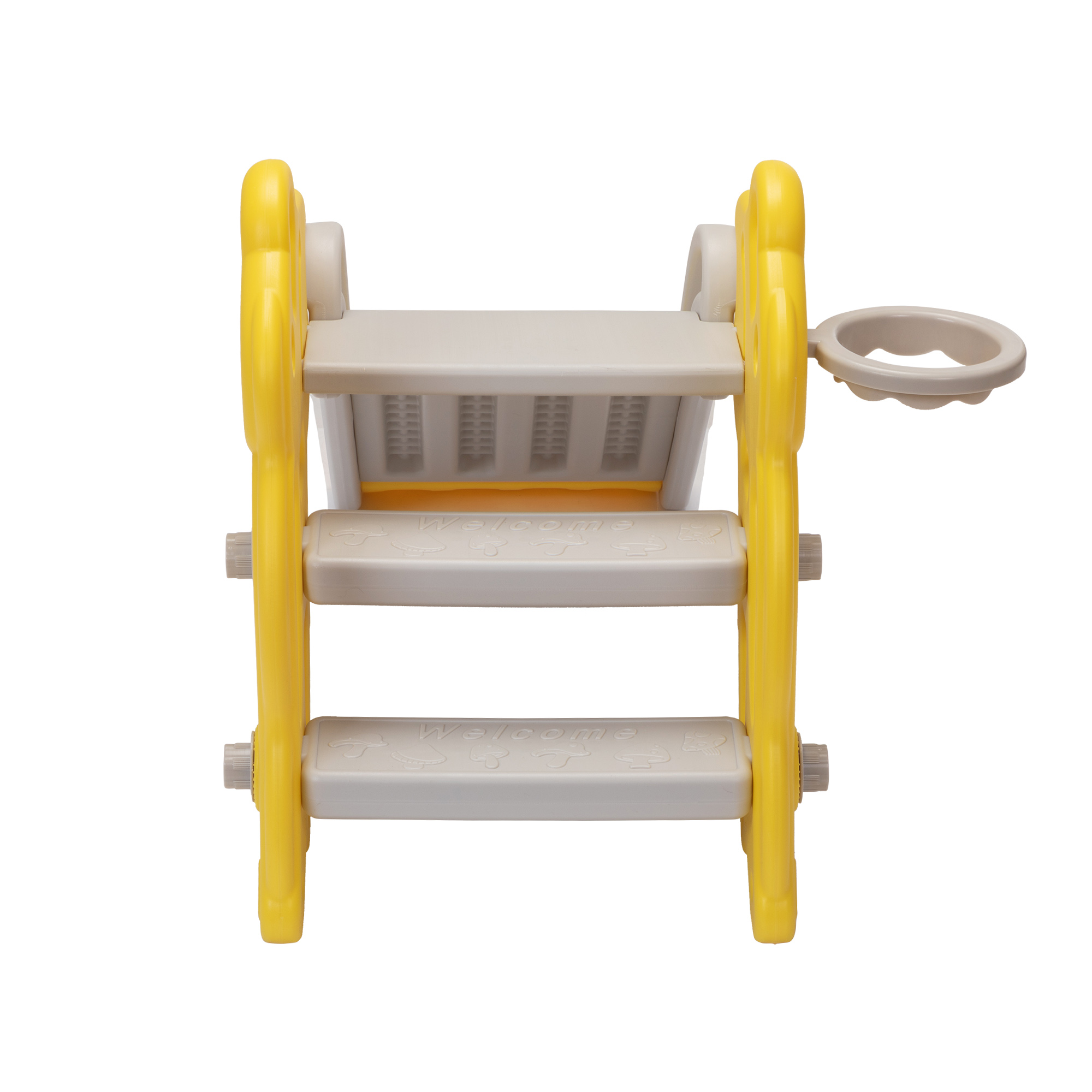 Kepooman 3 in 1 Toddler Slide Kids Slide, 42.9" Frogs Play Slide for Outdoor and Indoor, Play Slide with Basketball Hoop, Ball and Ladder, Yellow+Gray Kepooman 3 in 1 Toddler Slide Kids Slide, 42.9" Frogs Play Slide for Outdoor and Indoor, Play Slide with Basketball Hoop, Ball and Ladder, Yellow+Gray