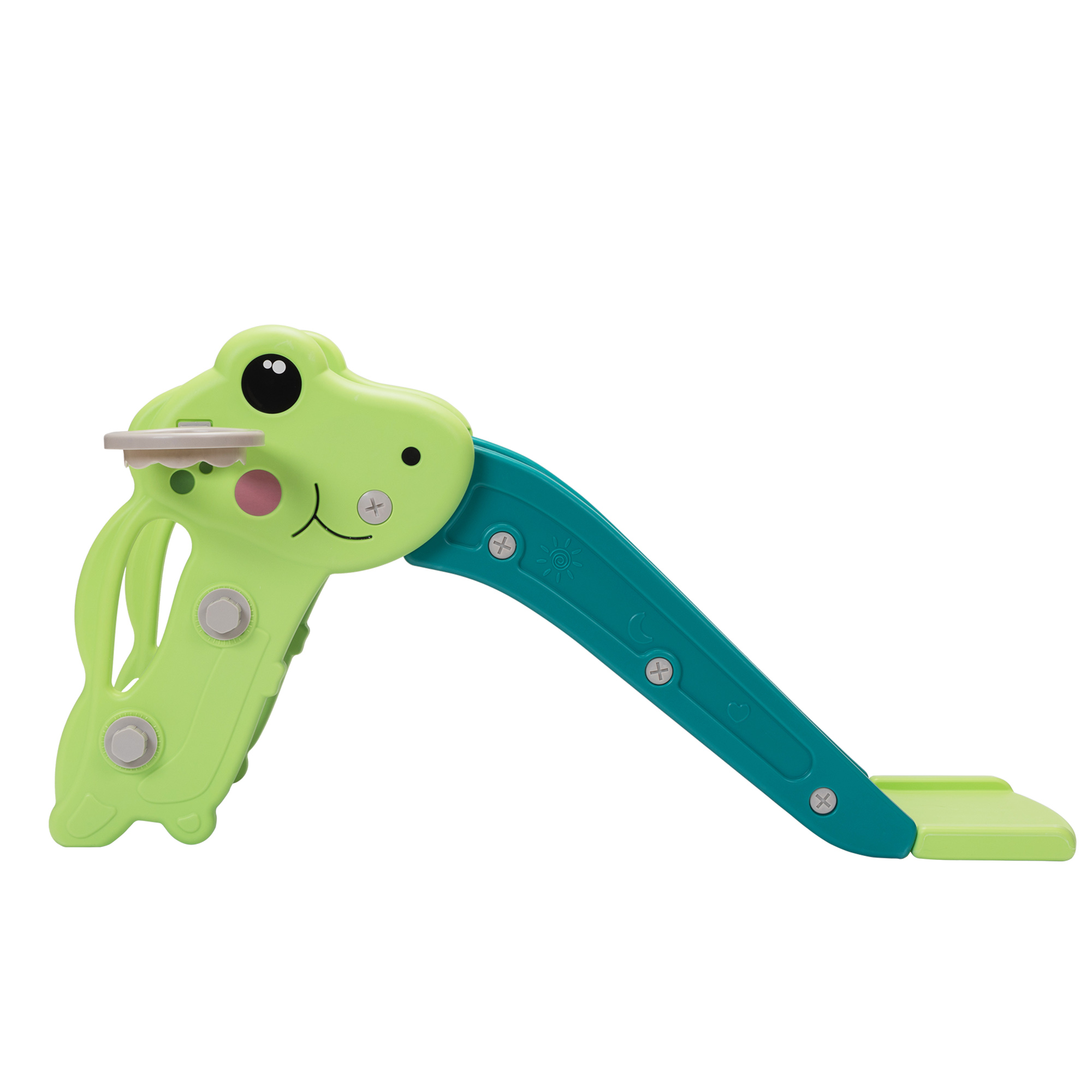 Kepooman 3 in 1 Toddler Slide Kids Slide, 42.9" Frogs Play Slide for Outdoor and Indoor, Play Slide with Basketball Hoop, Ball and Ladder, Green Kepooman 3 in 1 Toddler Slide Kids Slide, 42.9" Frogs Play Slide for Outdoor and Indoor, Play Slide with Basketball Hoop, Ball and Ladder, Green