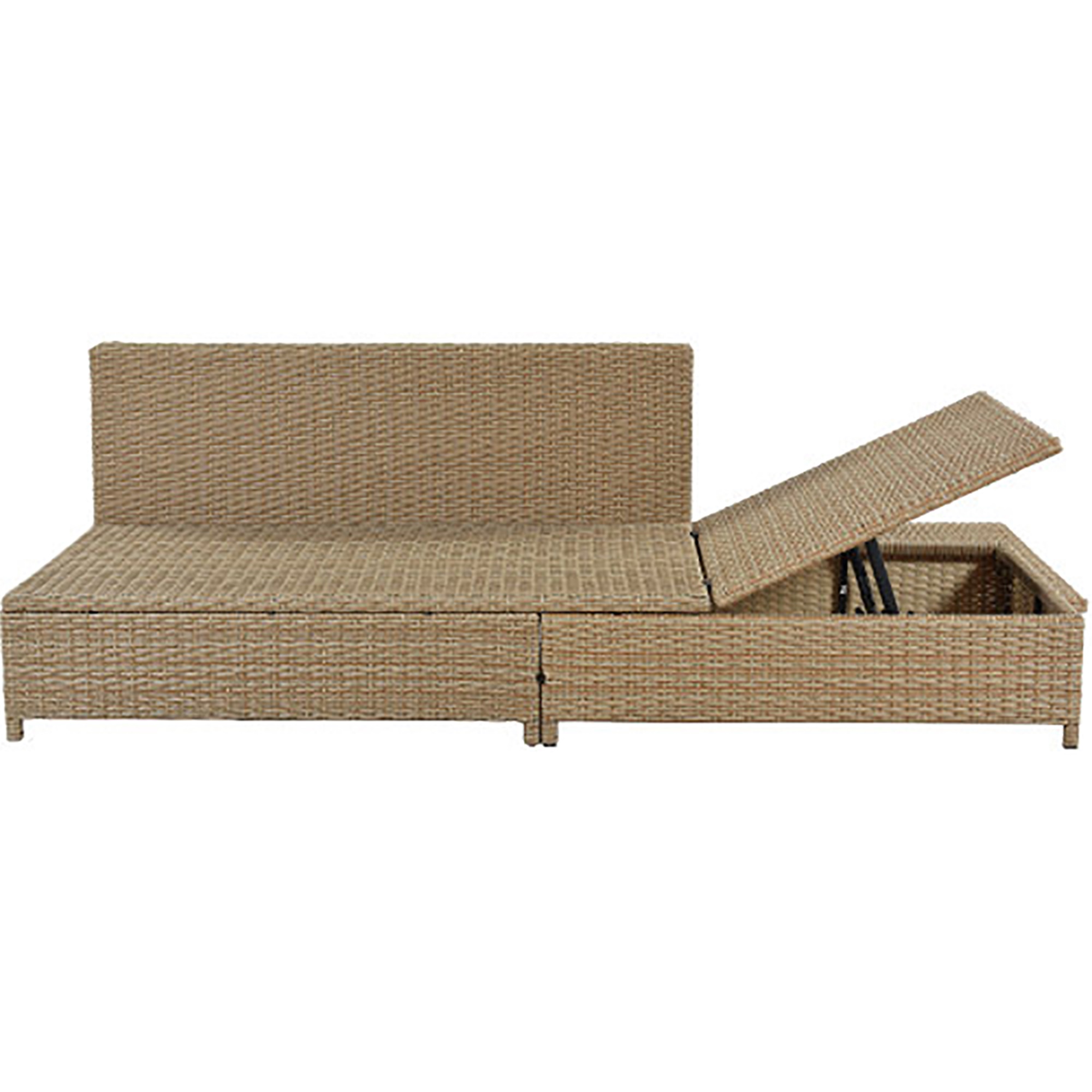 Kepooman Patio 3-Piece Rattan Sofa Set All Weather PE Wicker Sectional Set with Adjustable Chaise Lounge Frame and Tempered Glass Table, Brown Kepooman Patio 3-Piece Rattan Sofa Set All Weather PE Wicker Sectional Set with Adjustable Chaise Lounge Frame and Tempered Glass Table, Brown