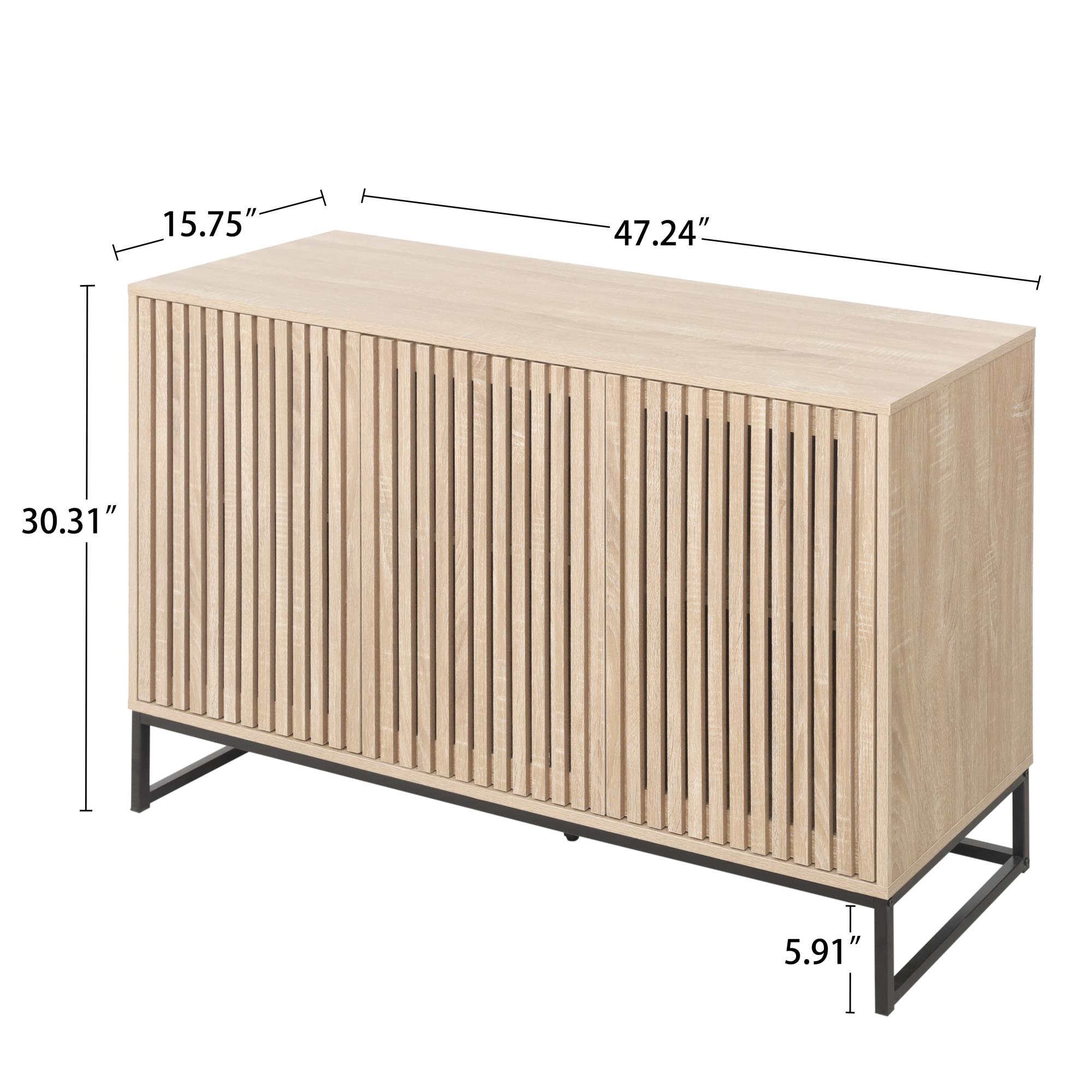 Spaco Accent Storage Cabinet, 3 Door Sideboard Cabinet for Living Room, Bedroom, Dining Room, Study, Natural