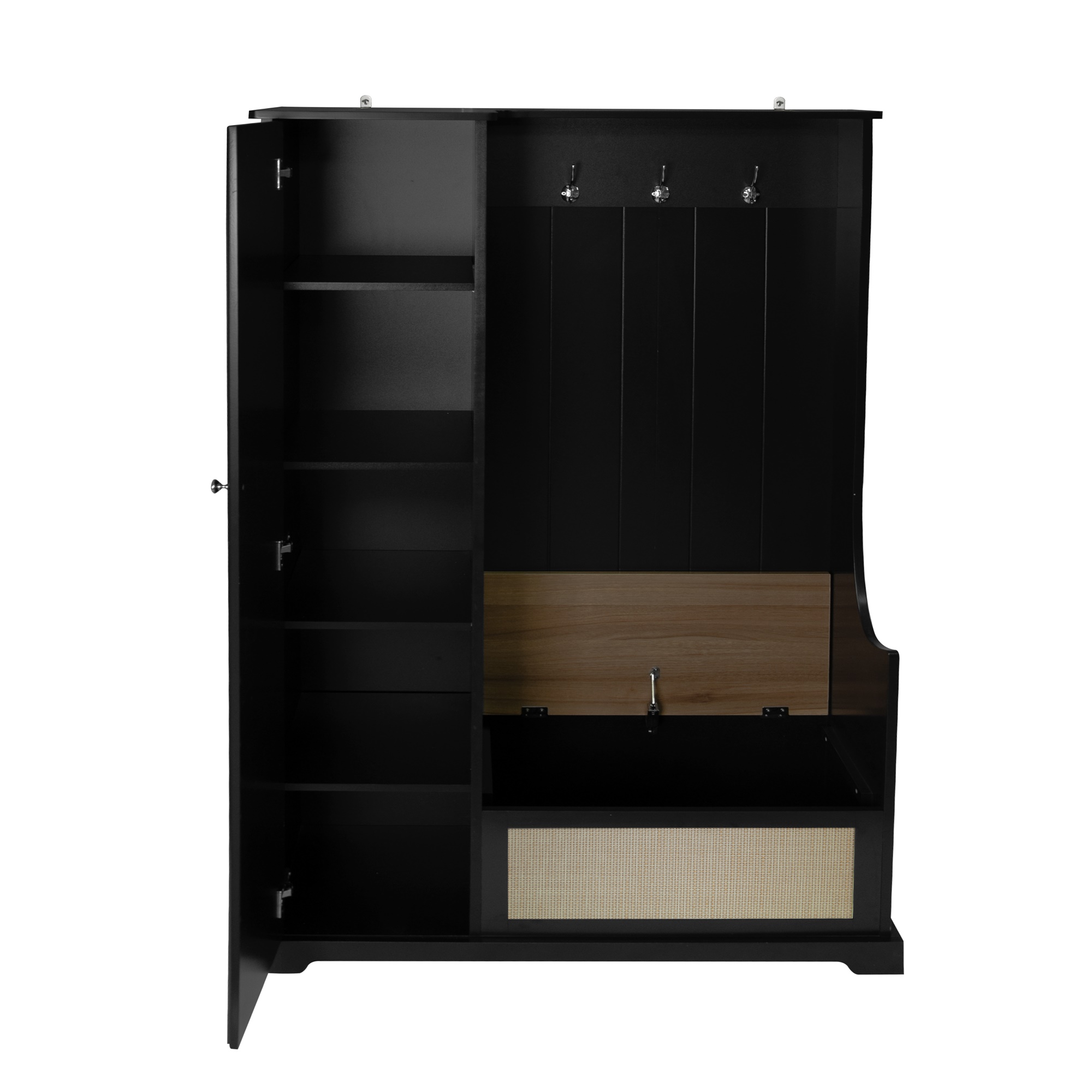 Spaco Wood Wardrobe Cabinet, Storage Wardrobe Cabinet with Shelves and Soft-Close Freestanding Closet, Cliset for Living Room, Entryway, Bedroom, Black