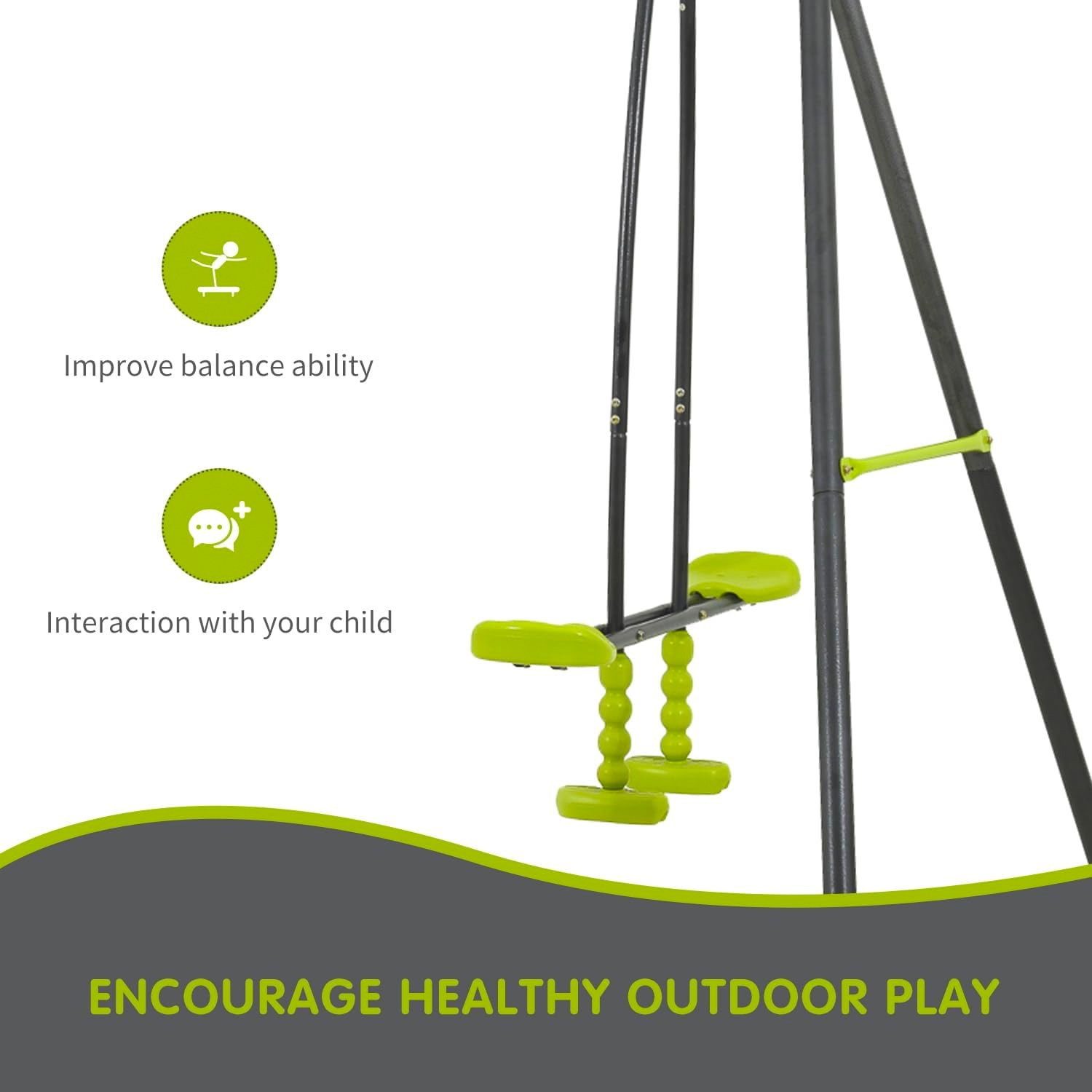 CIPACHO 100" Metal Kids Swing Set, Outdoor Playground for Age 3+, Blue