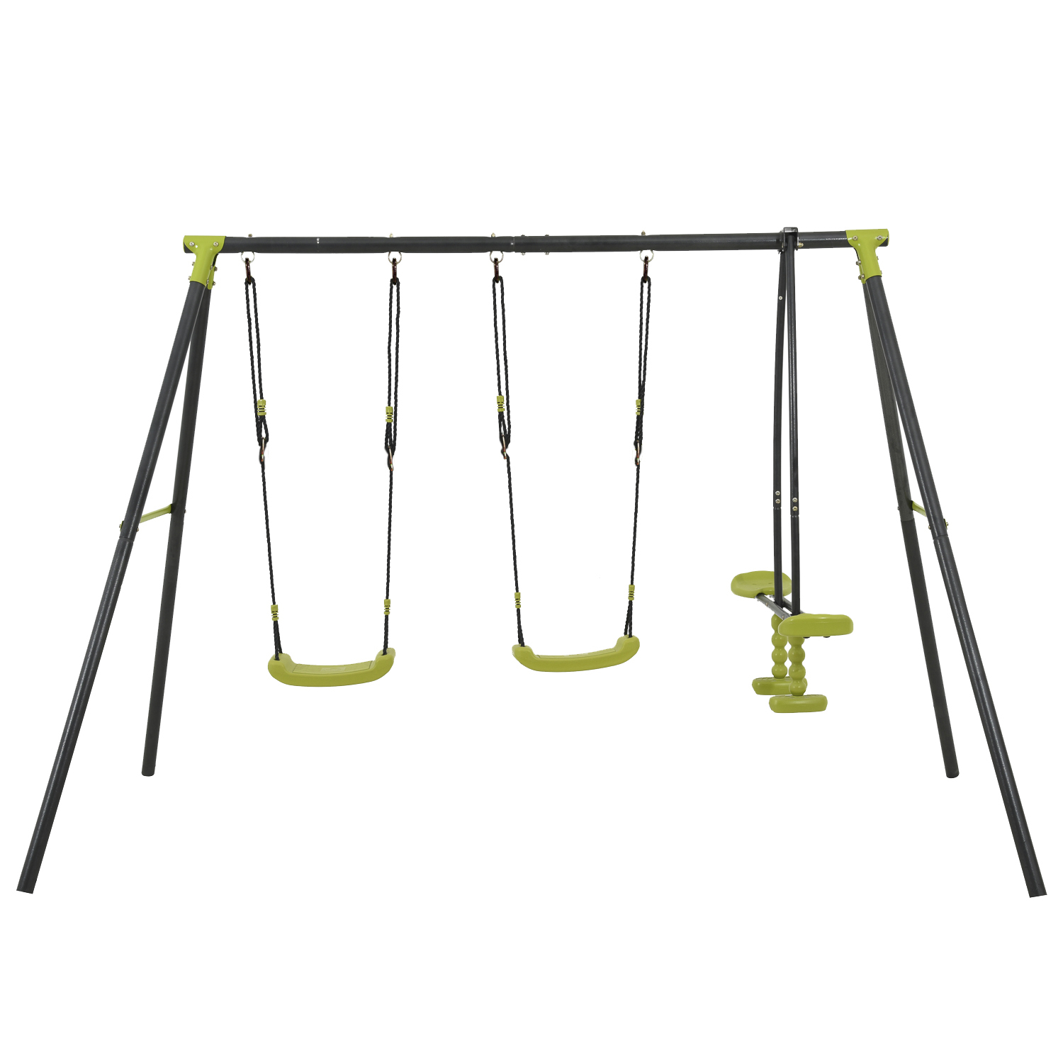 CIPACHO 100" Metal Kids Swing Set, Outdoor Playground for Age 3+, Blue