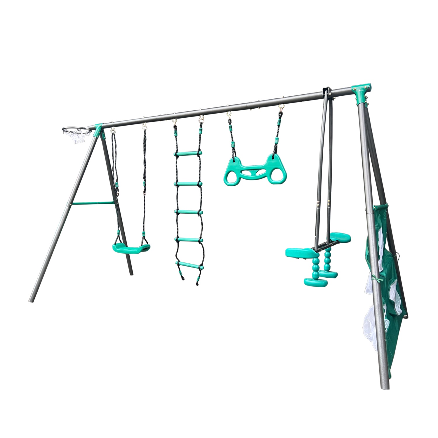 CIPACHO 150" Metal Kids Swing Set, Play Equipment for Indoor Outdoor Gift for Age 3+, Blue