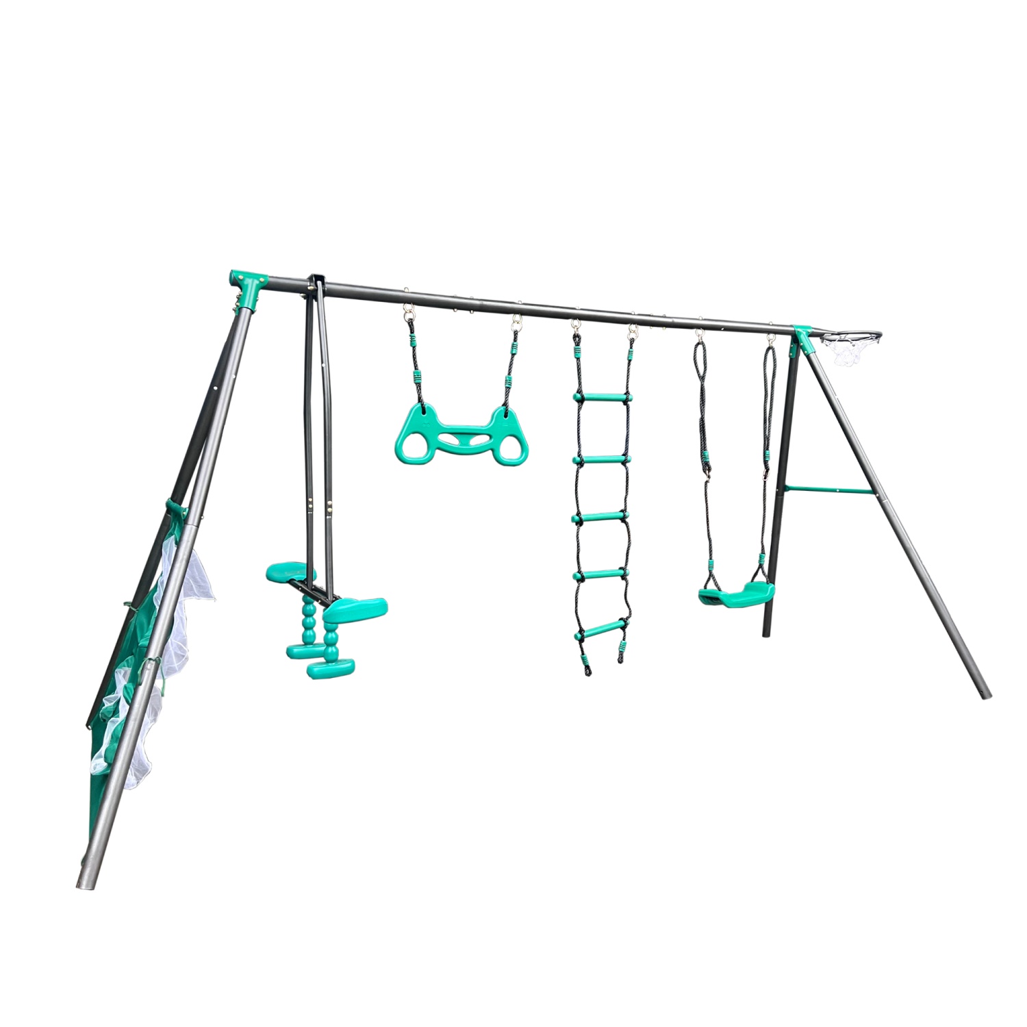 CIPACHO 150" Metal Kids Swing Set, Play Equipment for Indoor Outdoor Gift for Age 3+, Blue