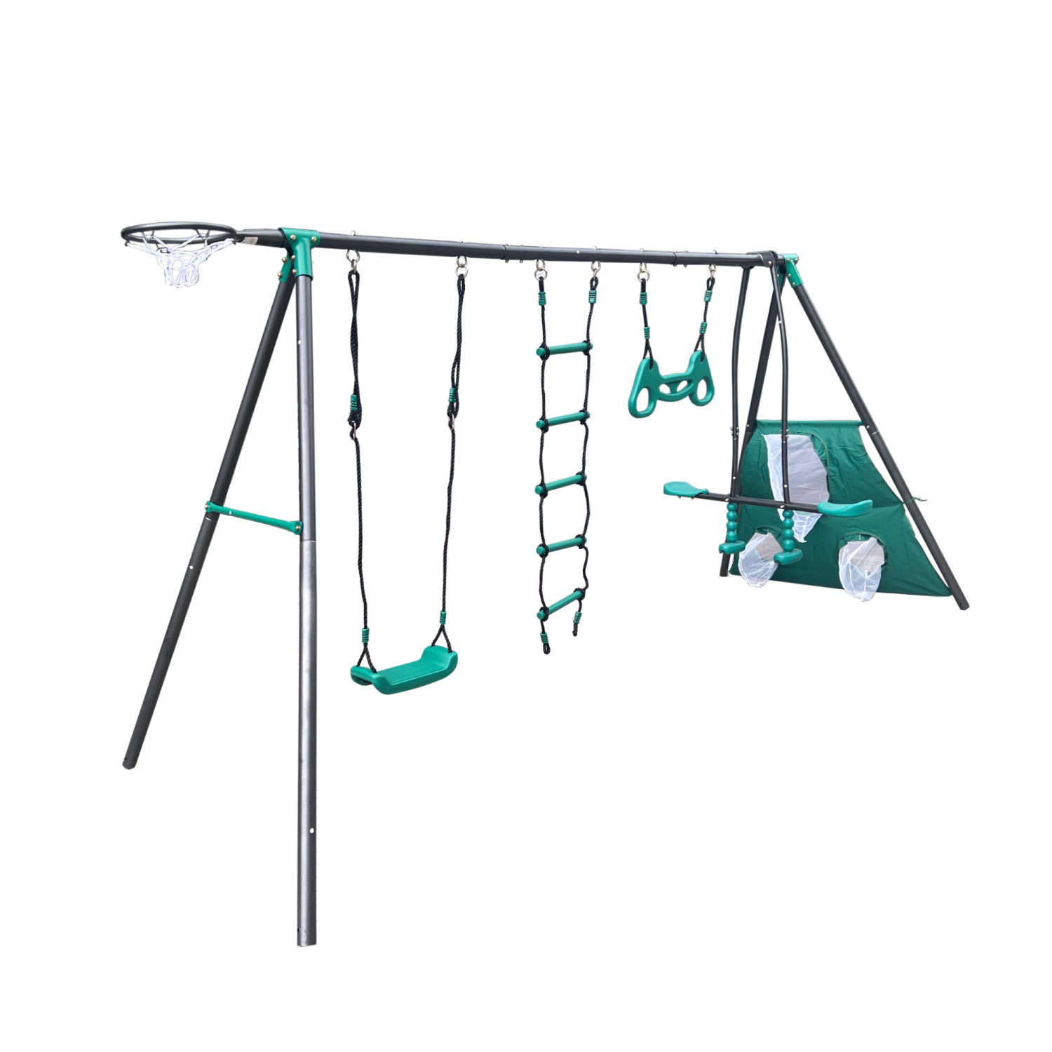 CIPACHO 150" Metal Kids Swing Set, Outdoor Playground for Age 3+, Blue