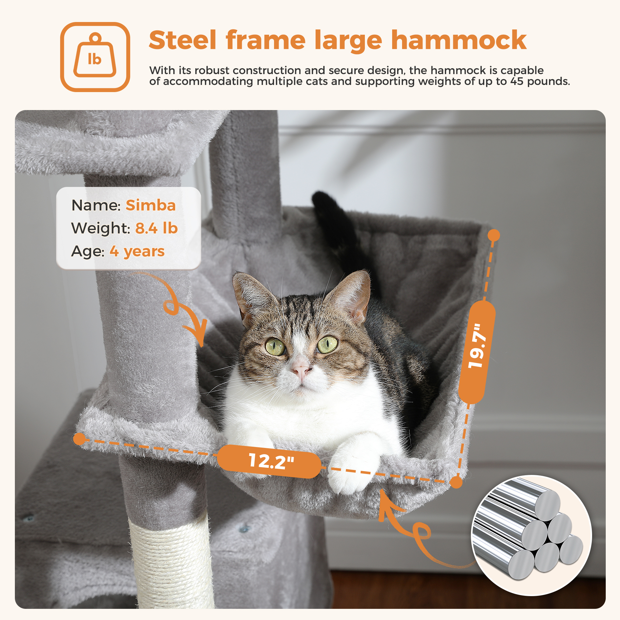 Pefilos 70" Large Cat Tree for Indoor Cats, Multi-Level Cat Tower Cat Scratching Post with 2 Perches, 2 Condos, Hammock and 2 Pompoms, Gray Pefilos 70" Large Cat Tree for Indoor Cats, Multi-Level Cat Tower Cat Scratching Post with 2 Perches, 2 Condos, Hammock and 2 Pompoms, Gray