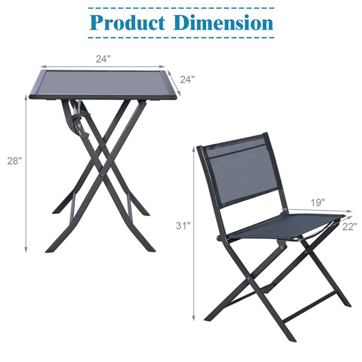 Aimee Lii 3 Pieces Patio Folding Bistro Set for Balcony or Outdoor Space, Wicker Patio Furniture