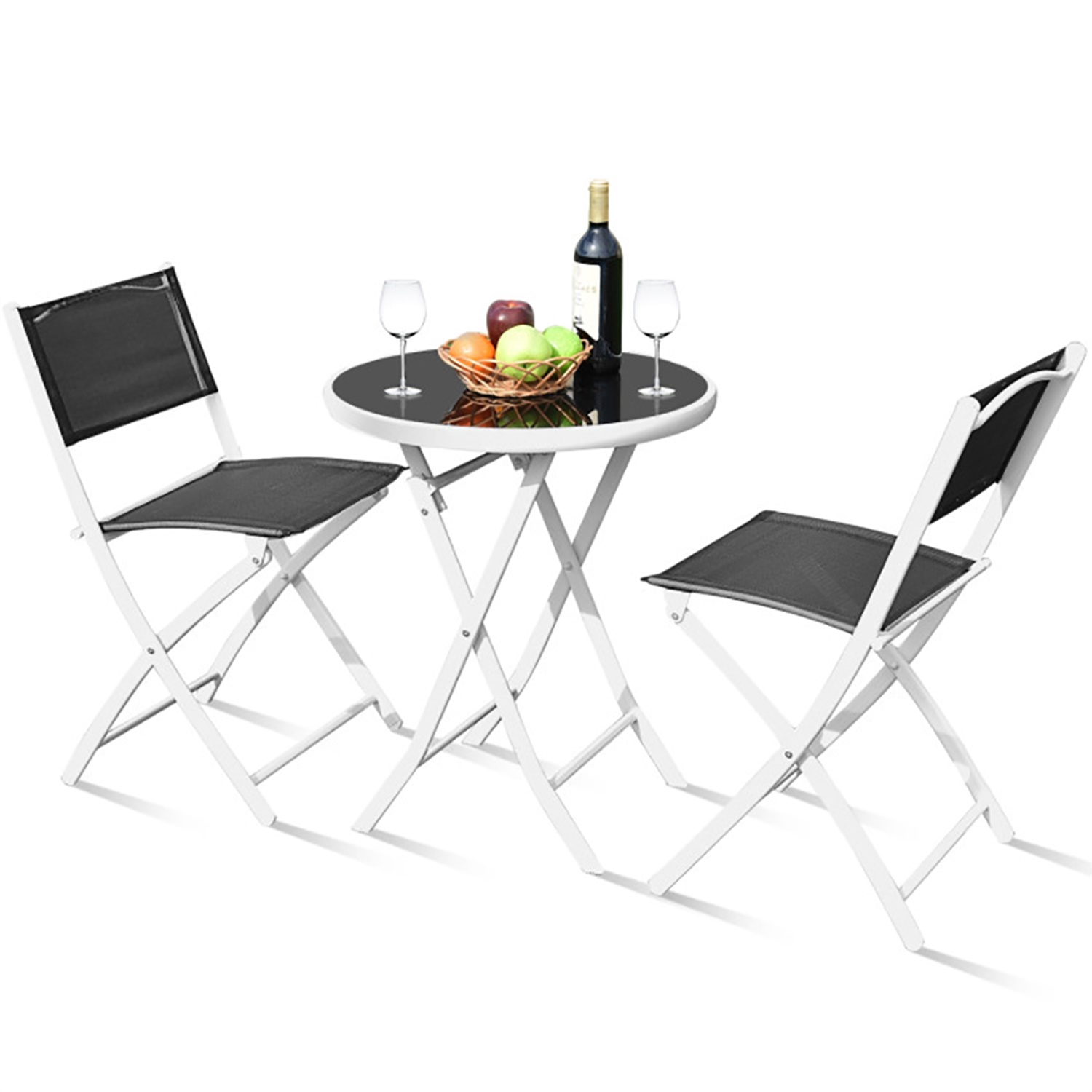 Aimee Lii 3 Pieces Patio Folding Bistro Set for Balcony or Outdoor Space, Wicker Patio Furniture