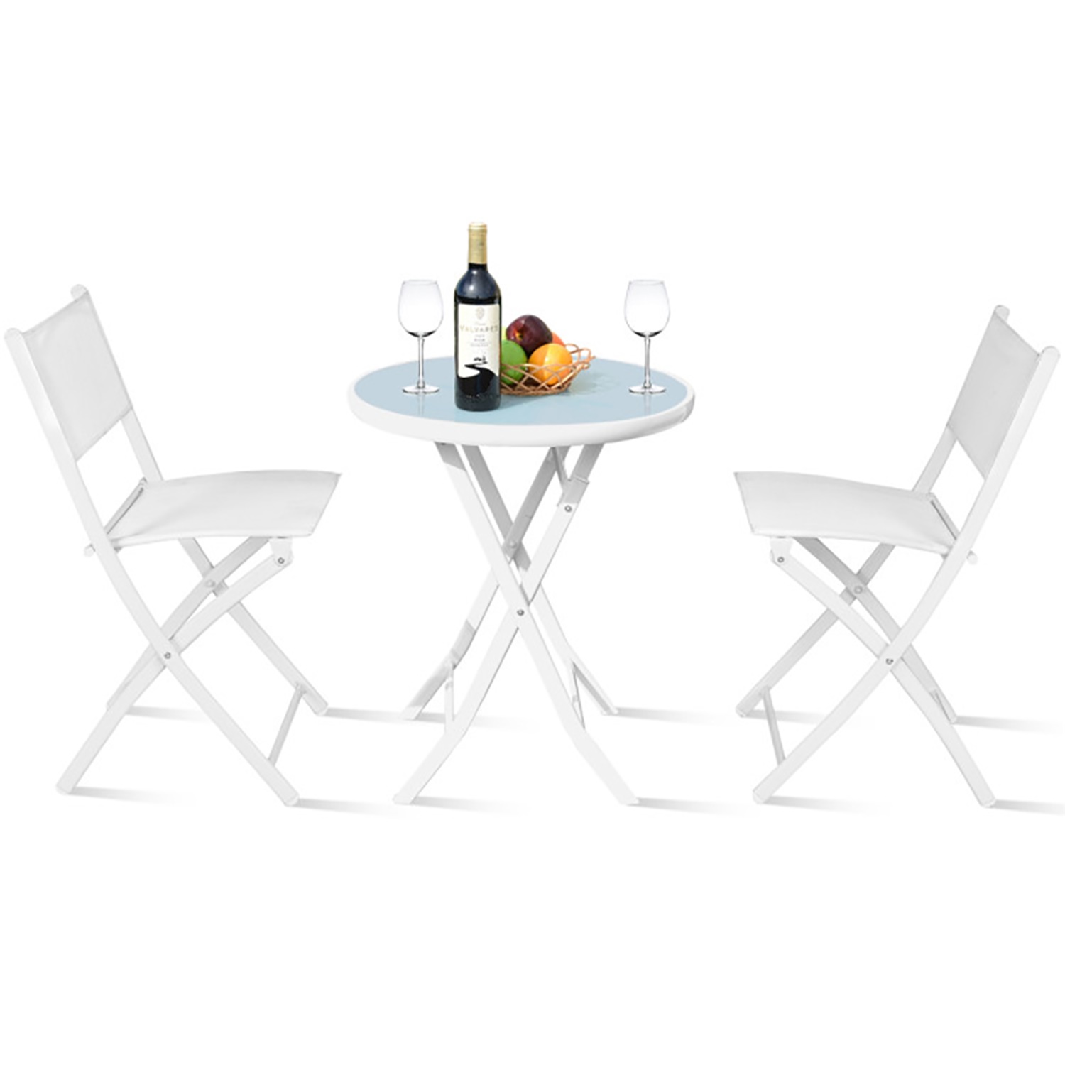 Aimee Lii 3 Pieces Patio Folding Bistro Set for Balcony or Outdoor Space, Wicker Patio Furniture