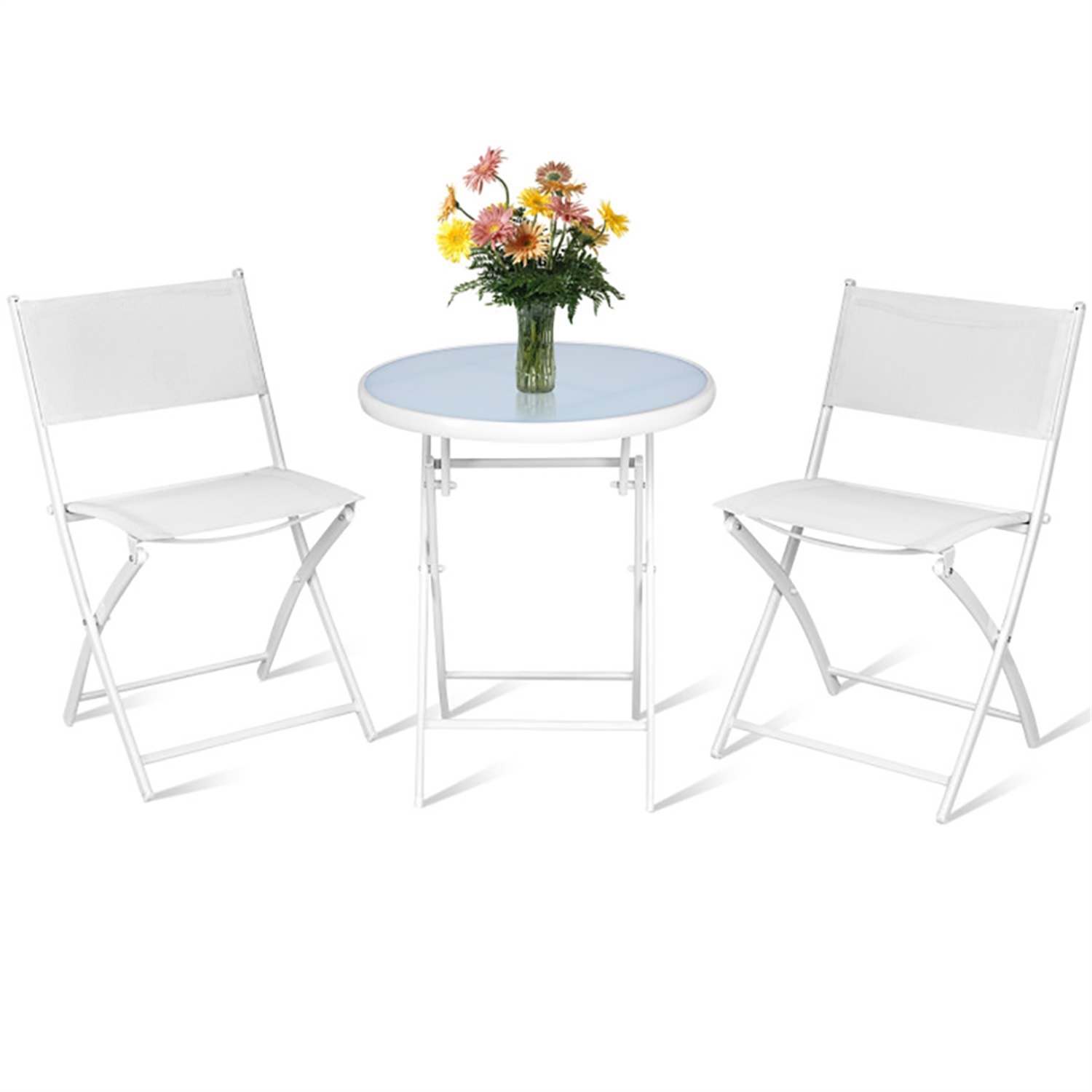 Aimee Lii 3 Pieces Patio Folding Bistro Set for Balcony or Outdoor Space, Wicker Patio Furniture