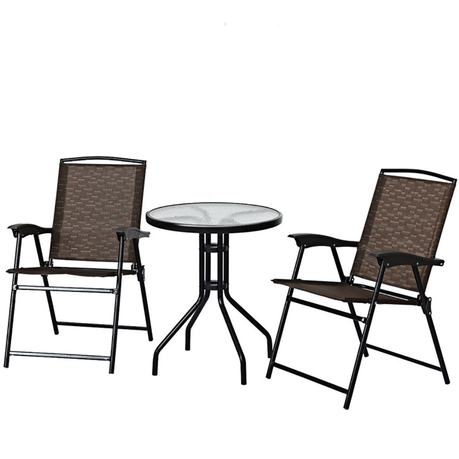 Aimee Lii 3 Pieces Patio Folding Bistro Set for Balcony or Outdoor Space, Wicker Patio Furniture