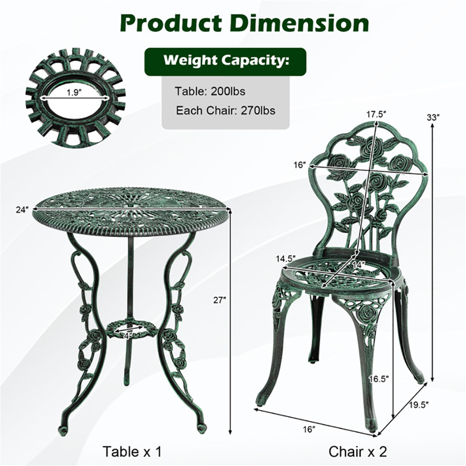 Aimee Lii 3 Pieces Patio Furniture Set with Glass Top Coffee Table, Outdoor Patio Set