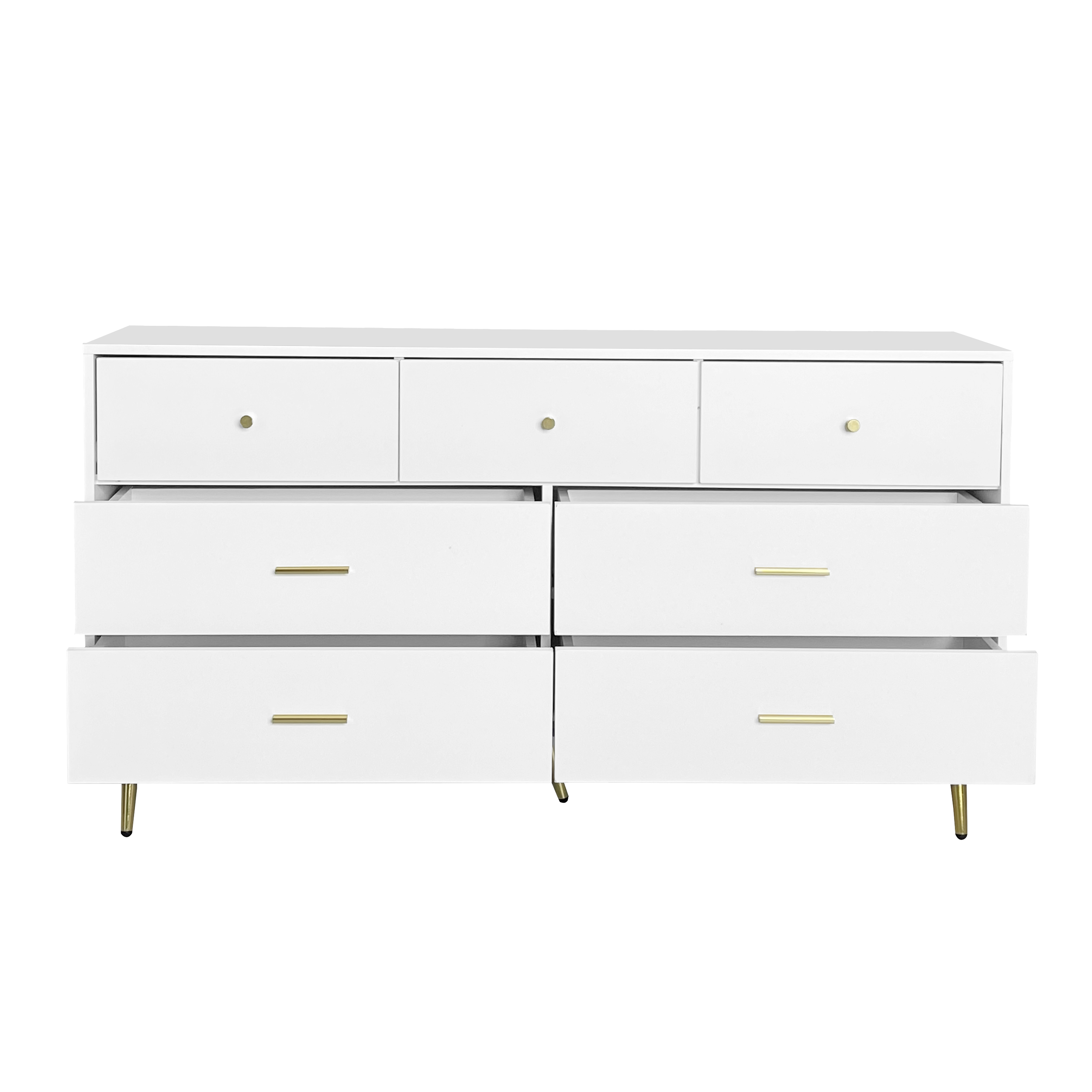 Resenkos Modern 7 Wide Drawer Long Dresser Chest of Drawers Wooden Storage Organizer Cabinet for Bedroom White