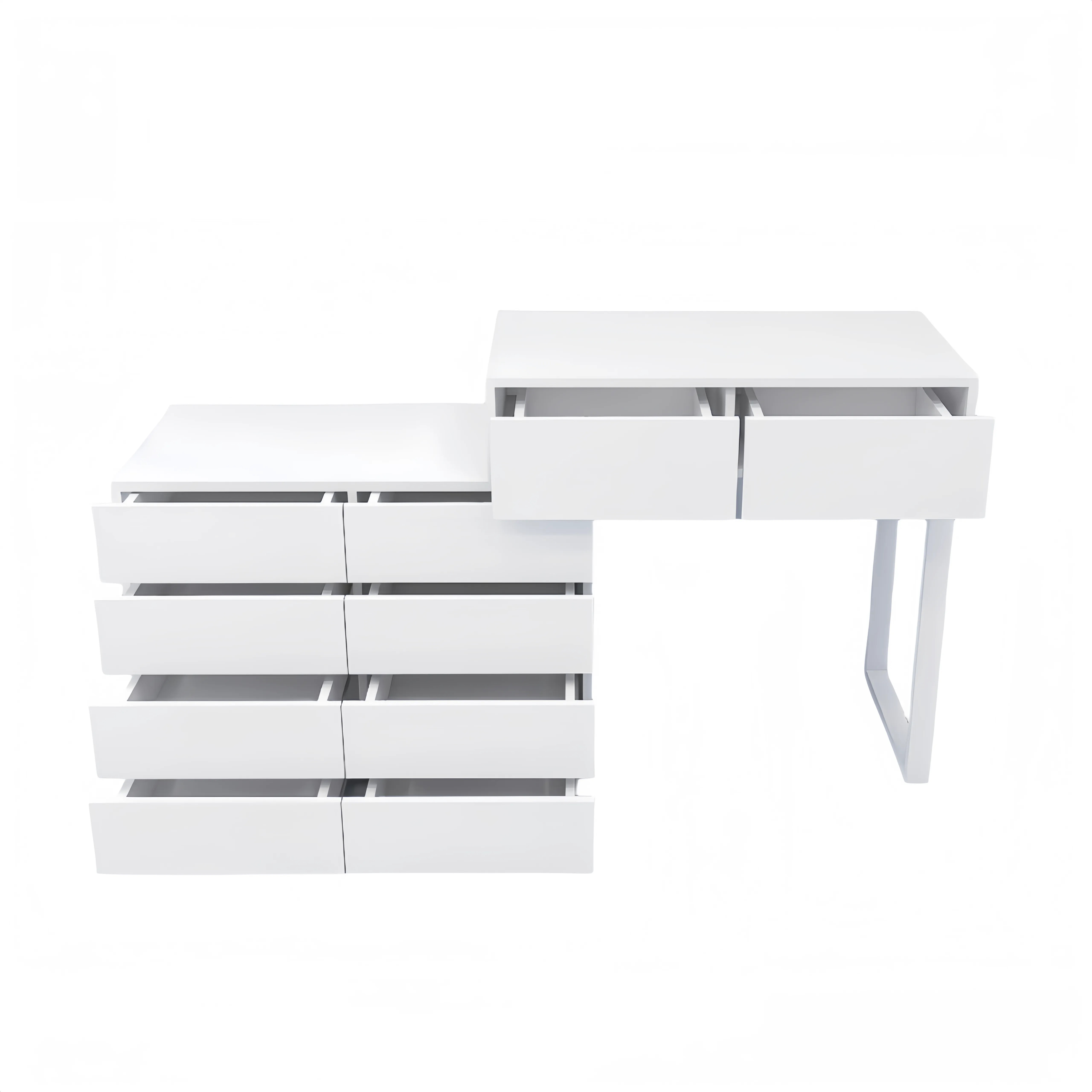 Resenkos Modern 10 Wide Drawer Long Dresser Chest of Drawers Wooden Makeup Vanity Table for Bedroom White