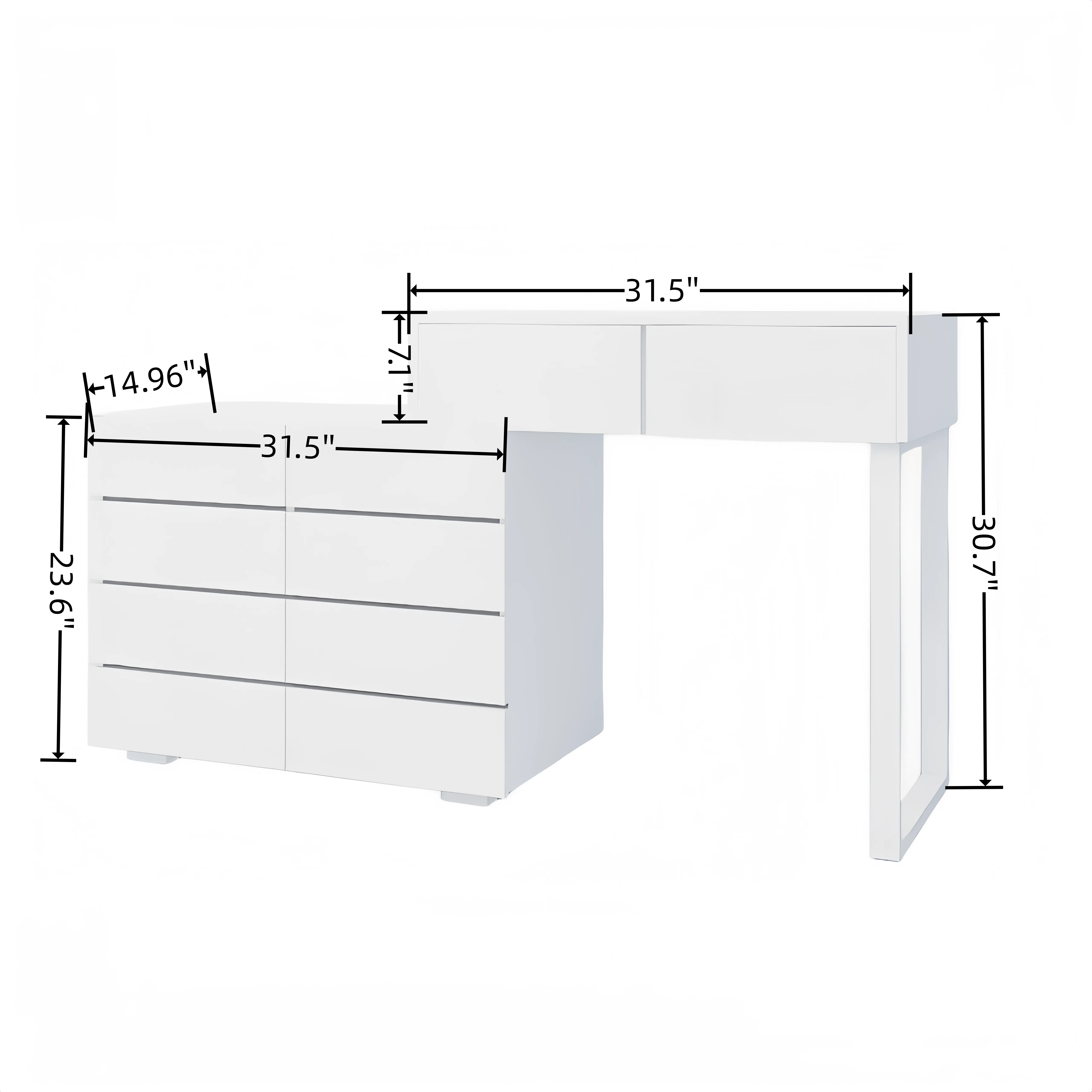 Resenkos Modern 10 Wide Drawer Long Dresser Chest of Drawers Wooden Makeup Vanity Table for Bedroom White